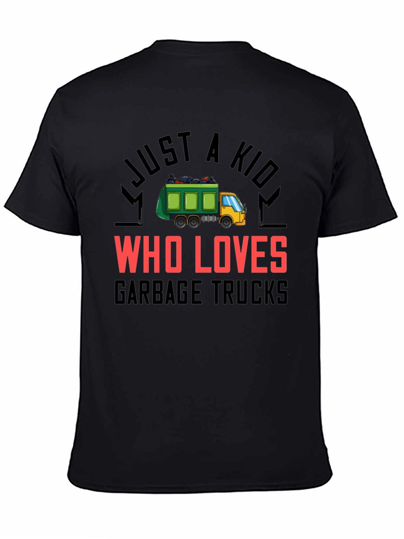 Black Garbage Truck Lover T-Shirt view 4