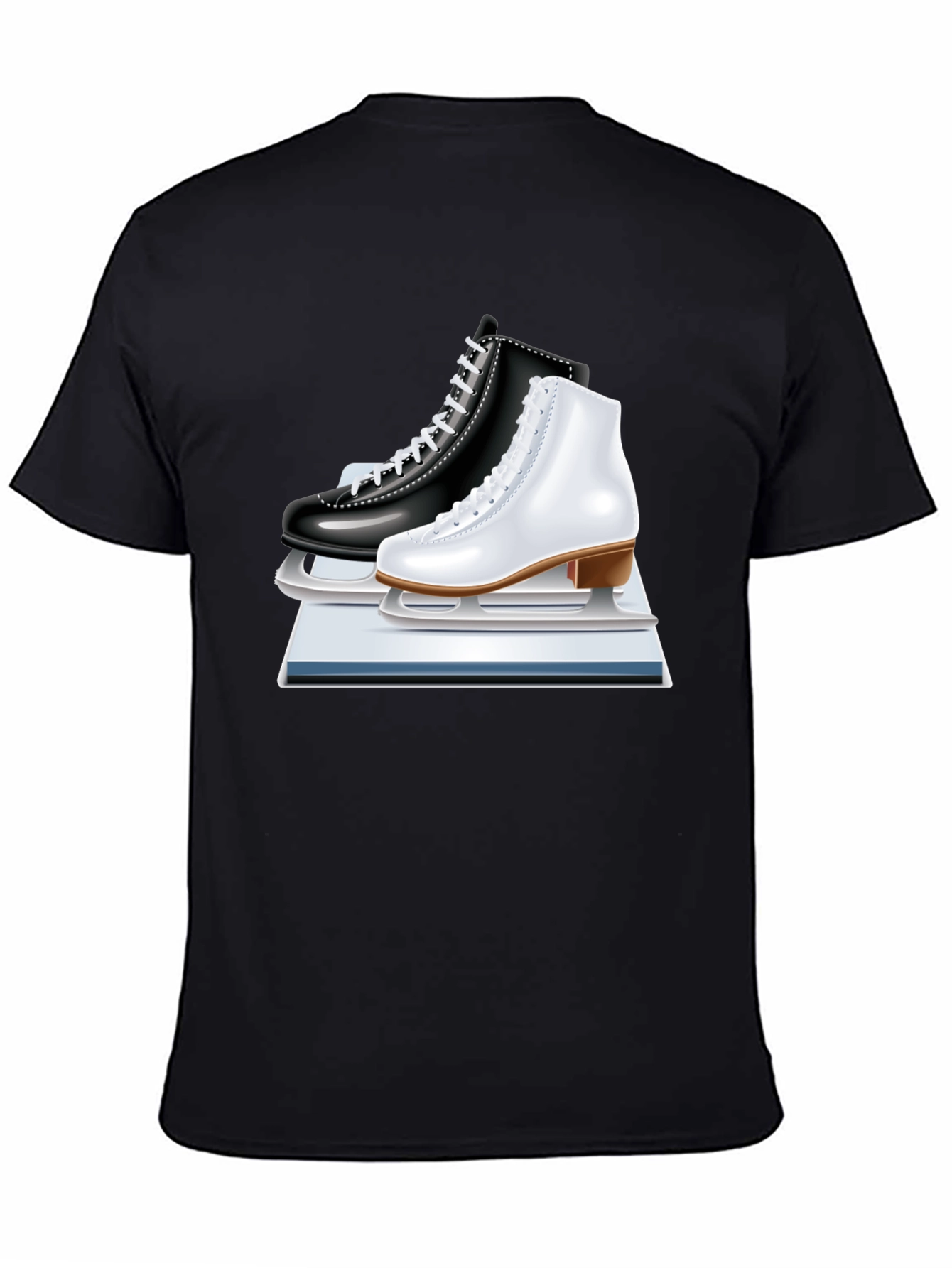 Black Ice Skating Tee - Figure Skates Graphic Shirt view 4