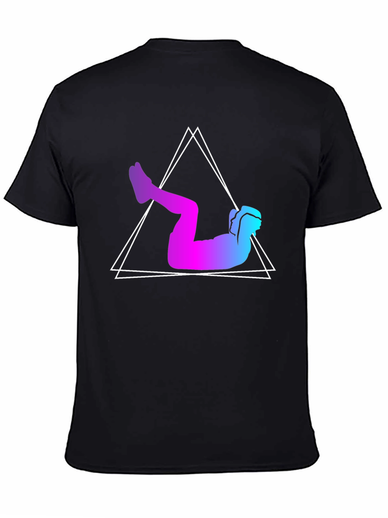 Black Gradient Workout Graphic Tee - Black Cotton Blend view 4