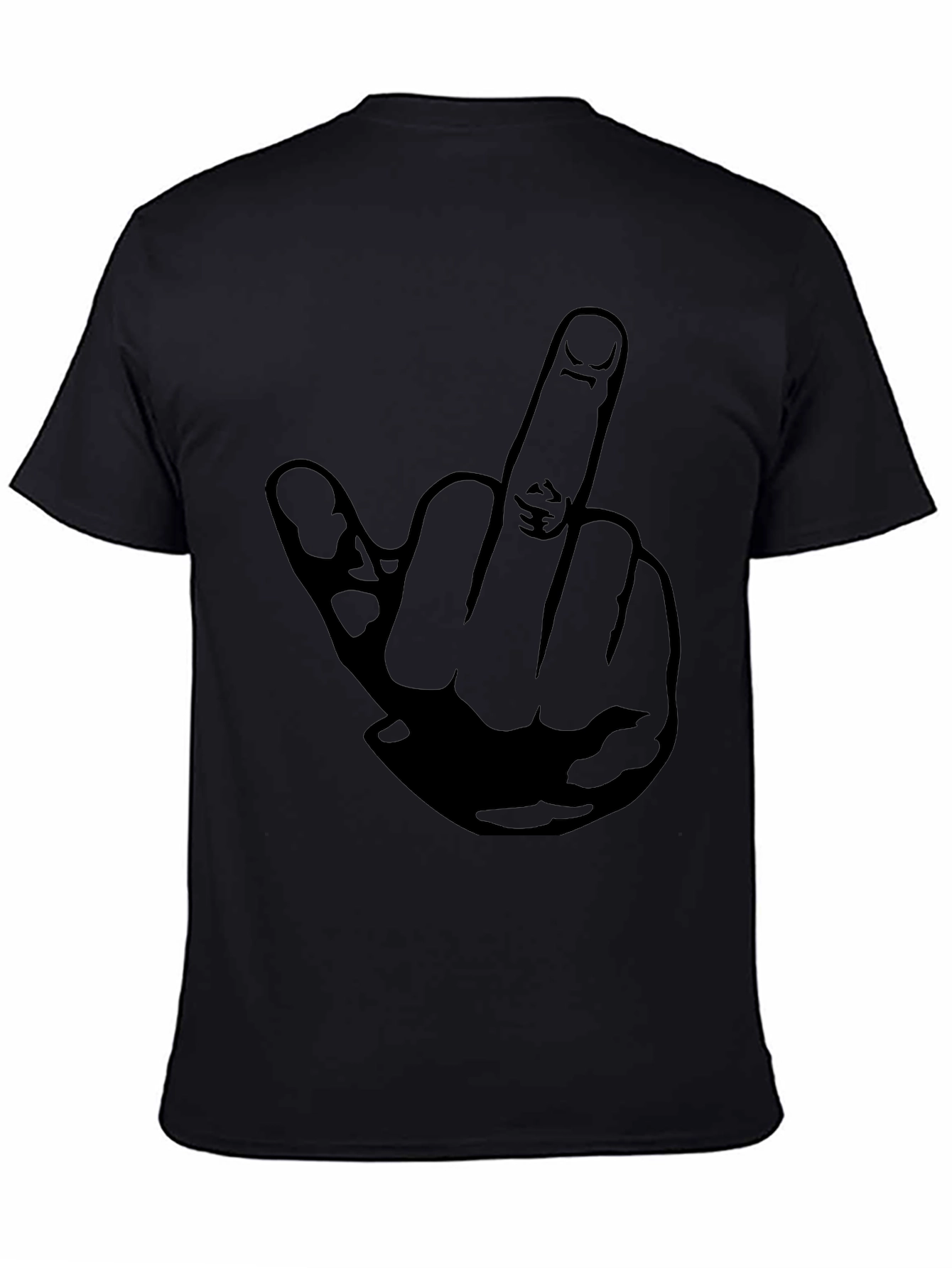 Black Middle Finger Graphic Tee - Black Cotton T-Shirt view 4