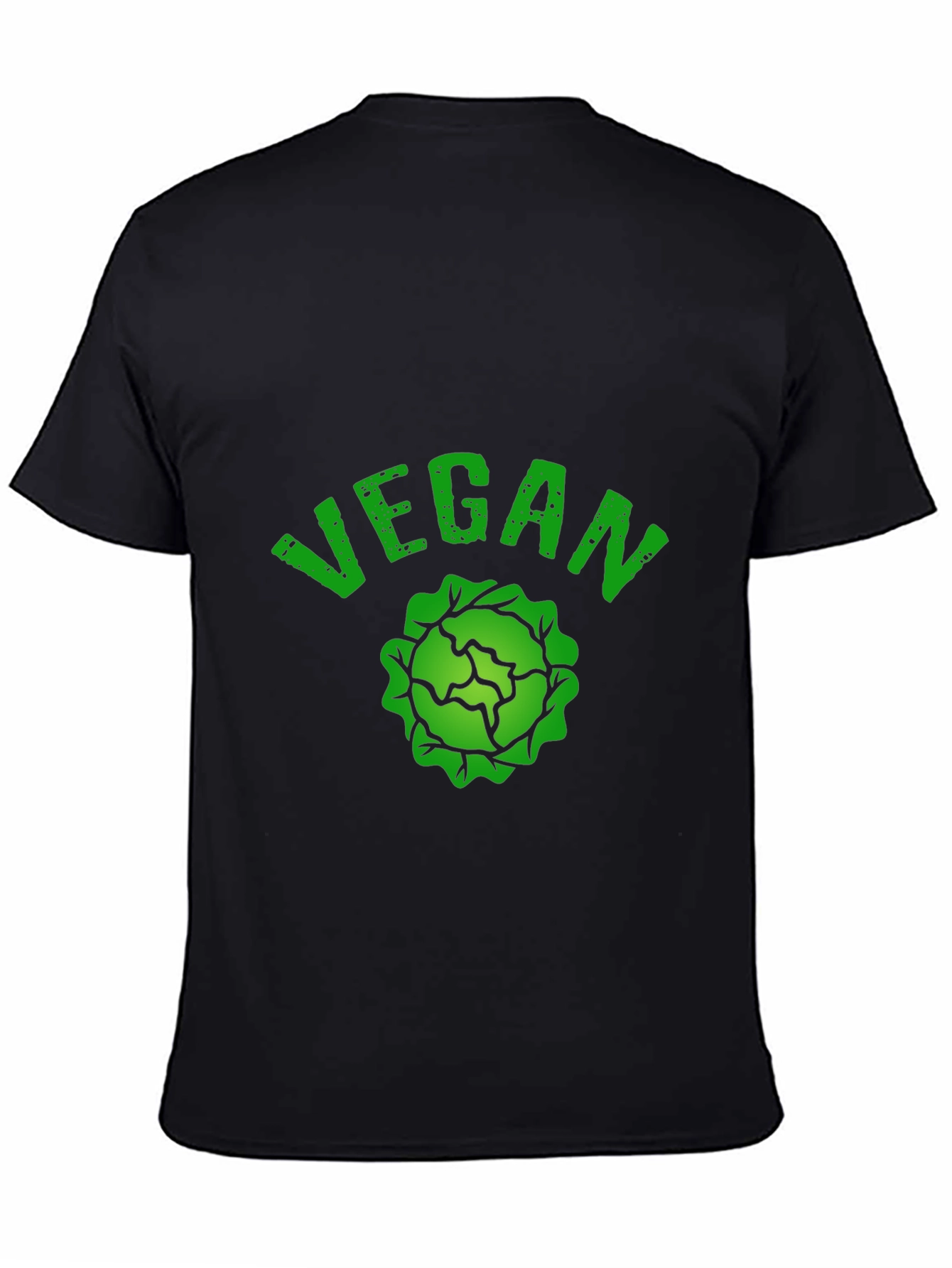 Black Vegan Cabbage Graphic T-Shirt - Black view 4
