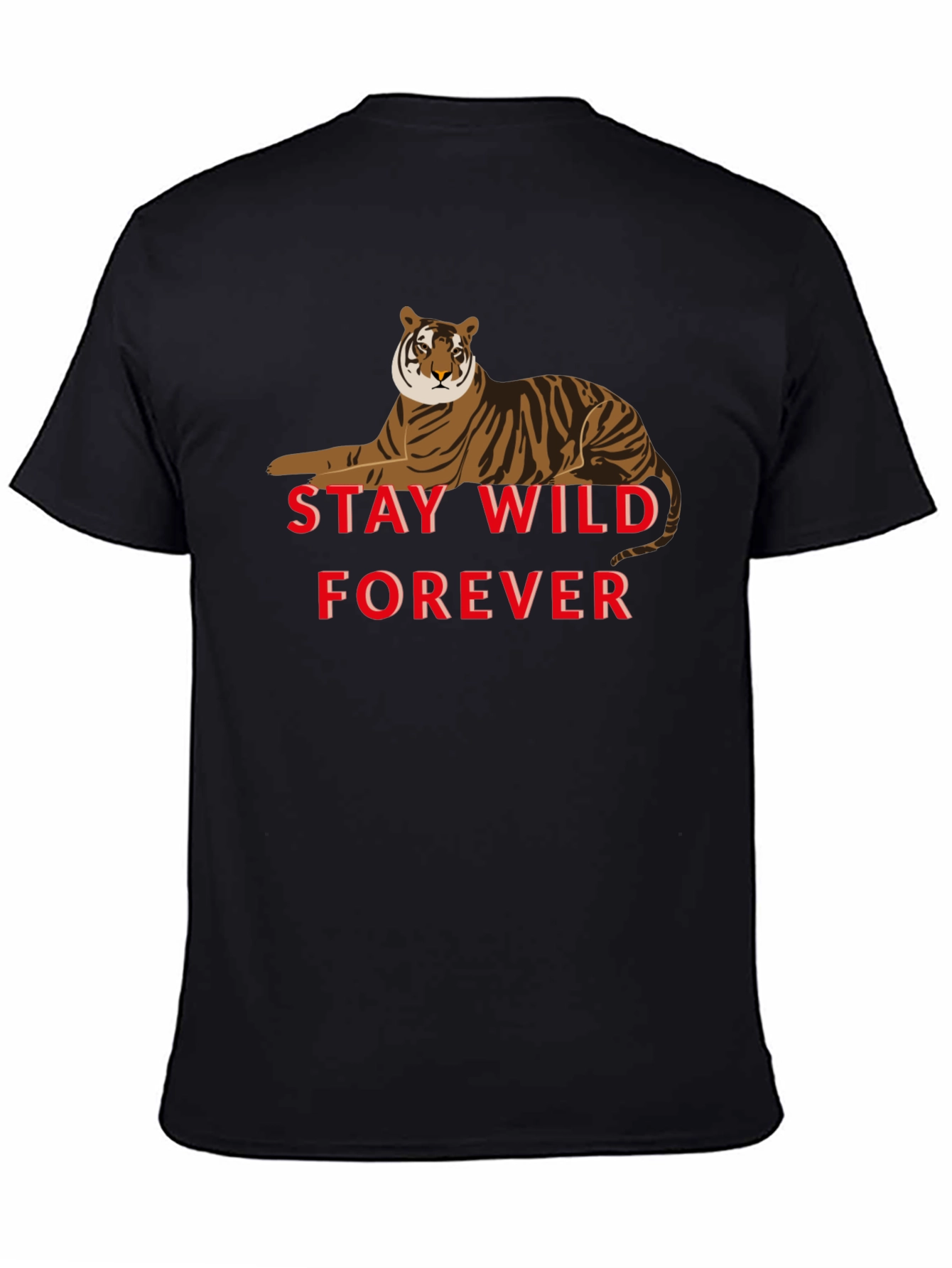 Black Stay Wild Forever Tiger Graphic T-Shirt view 4