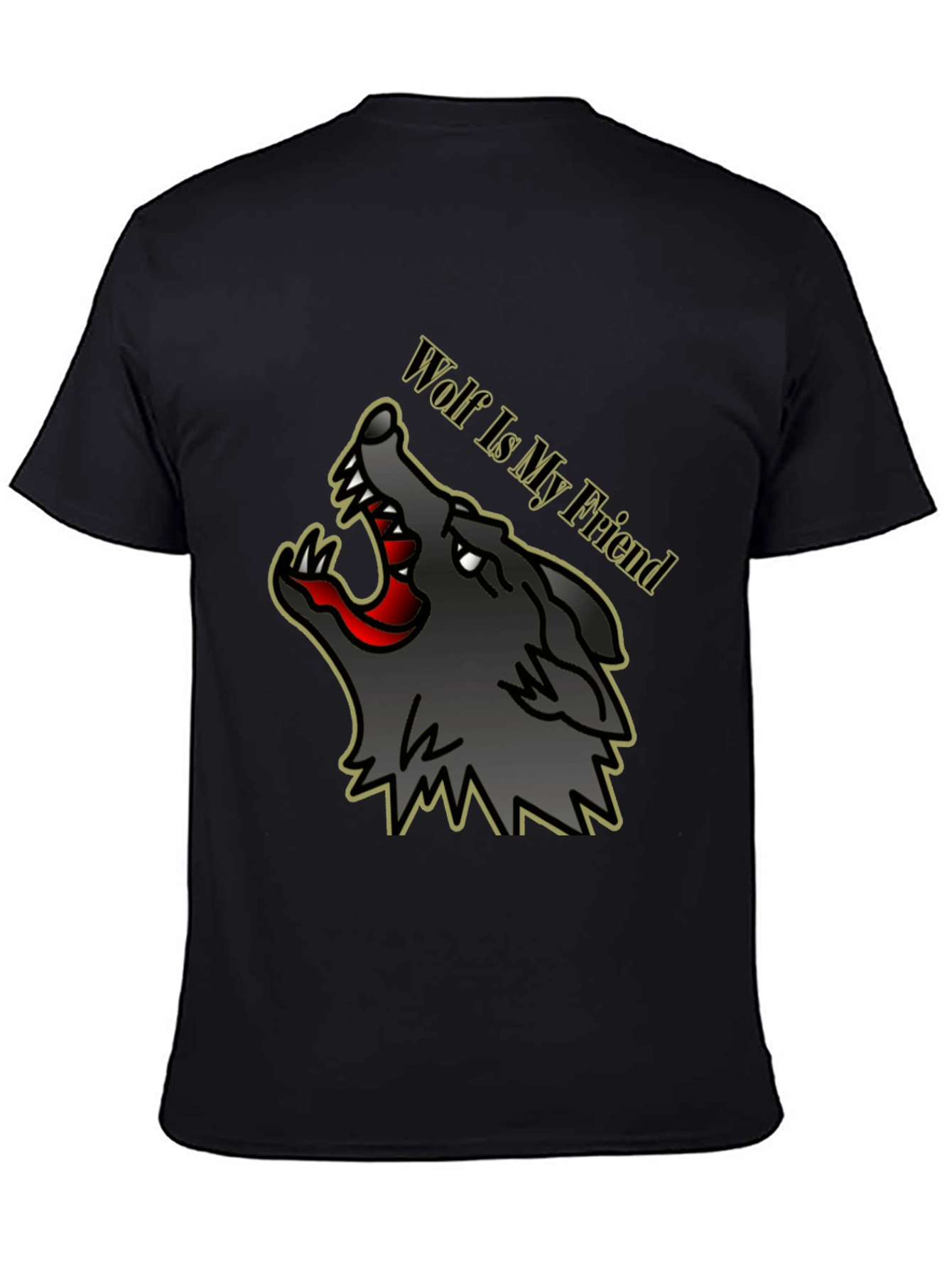 Black Wolf Is My Friend Graphic Tee - Black view 4
