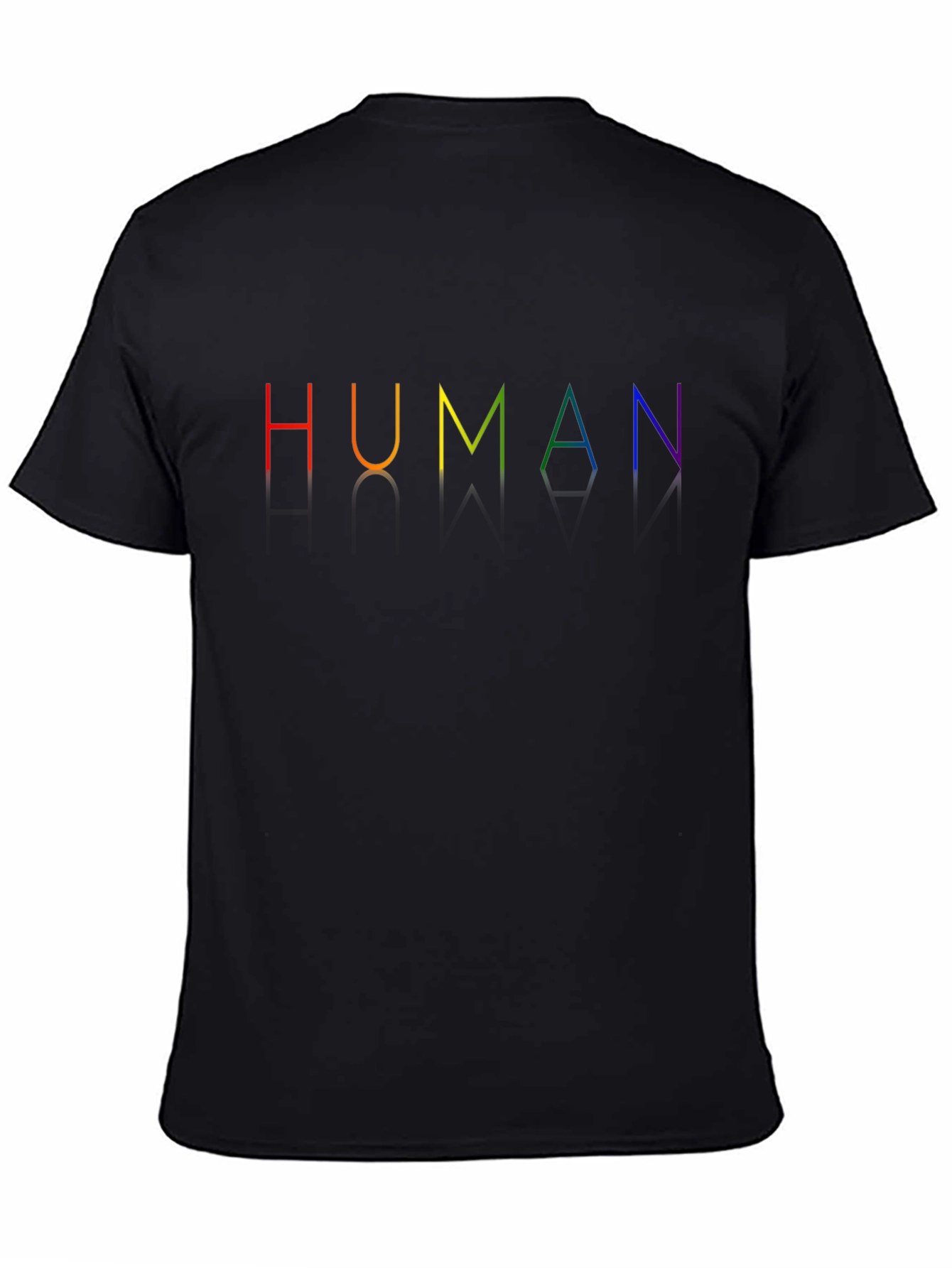 Black Human Rainbow Pride T-Shirt - Black Crew Neck view 4