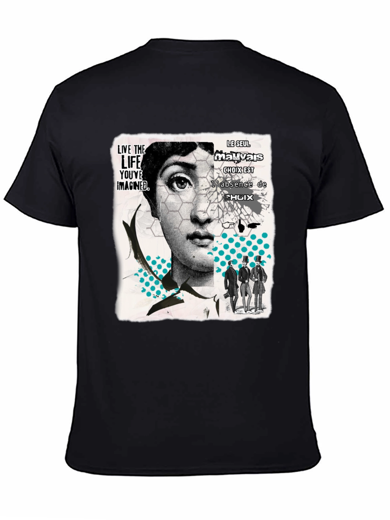 Black Abstract Graphic Print Men's Black T-Shirt view 4