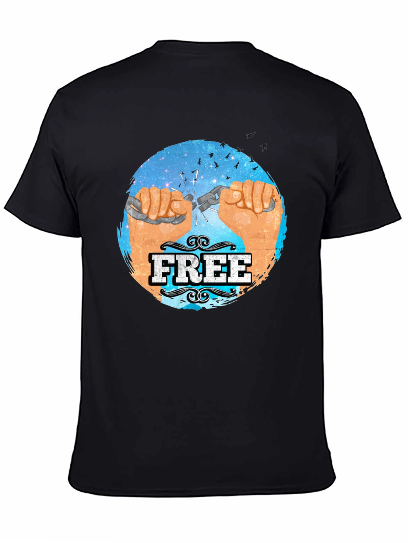 Black Free Breaking Chains Graphic T-Shirt view 4