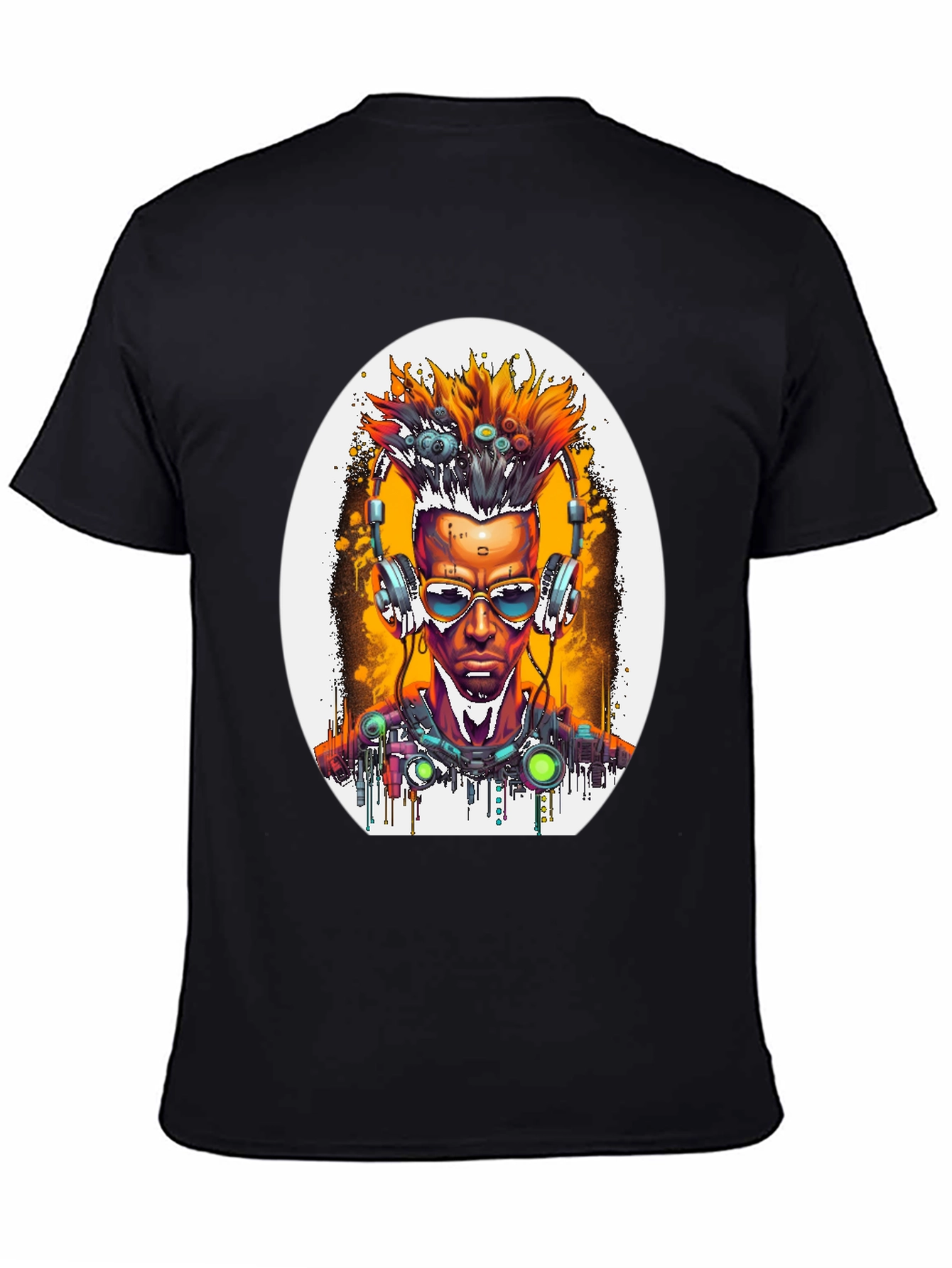 Black Cyberpunk Art T-Shirt view 4