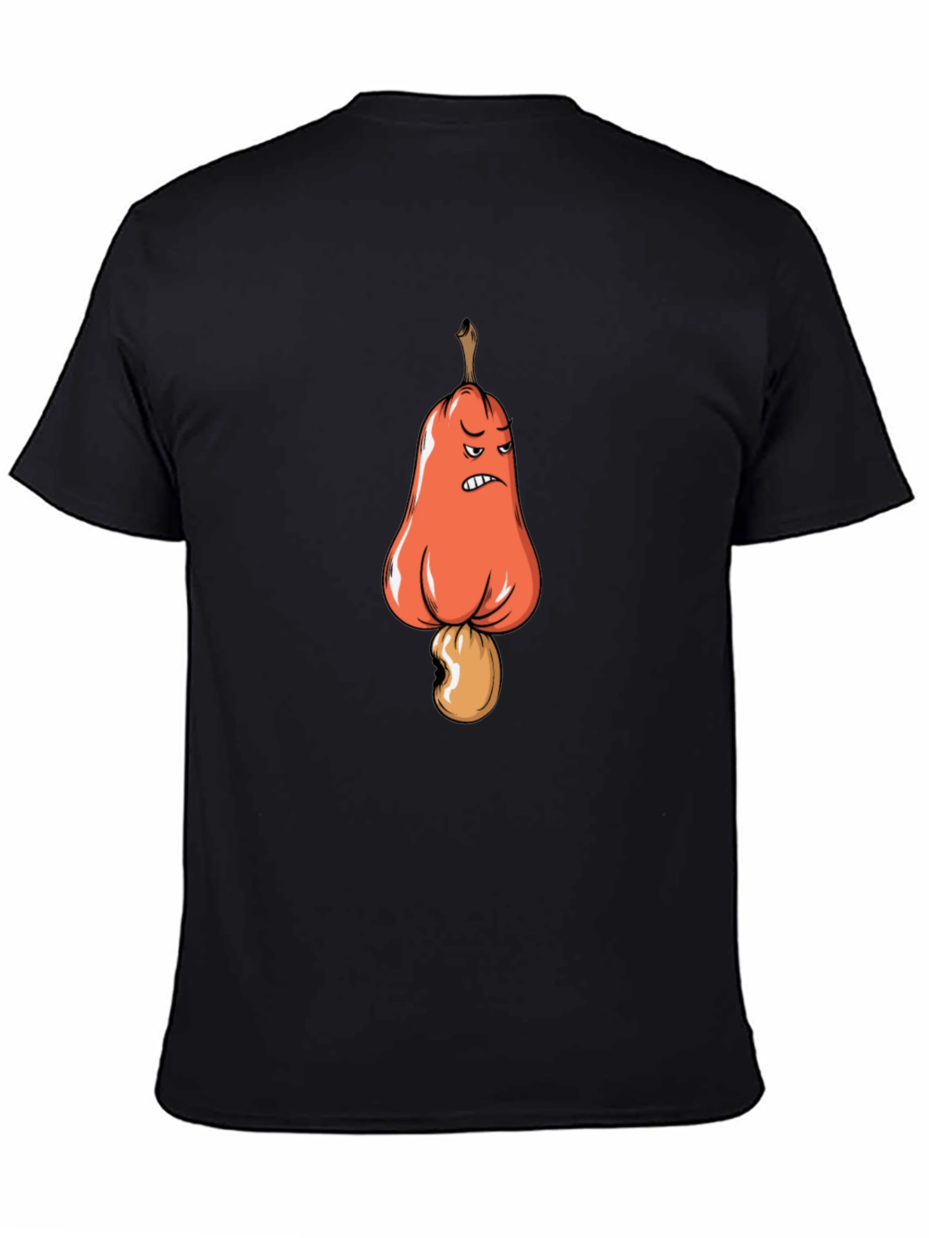 Black Angry Cashew Cartoon Graphic Black T-Shirt view 4