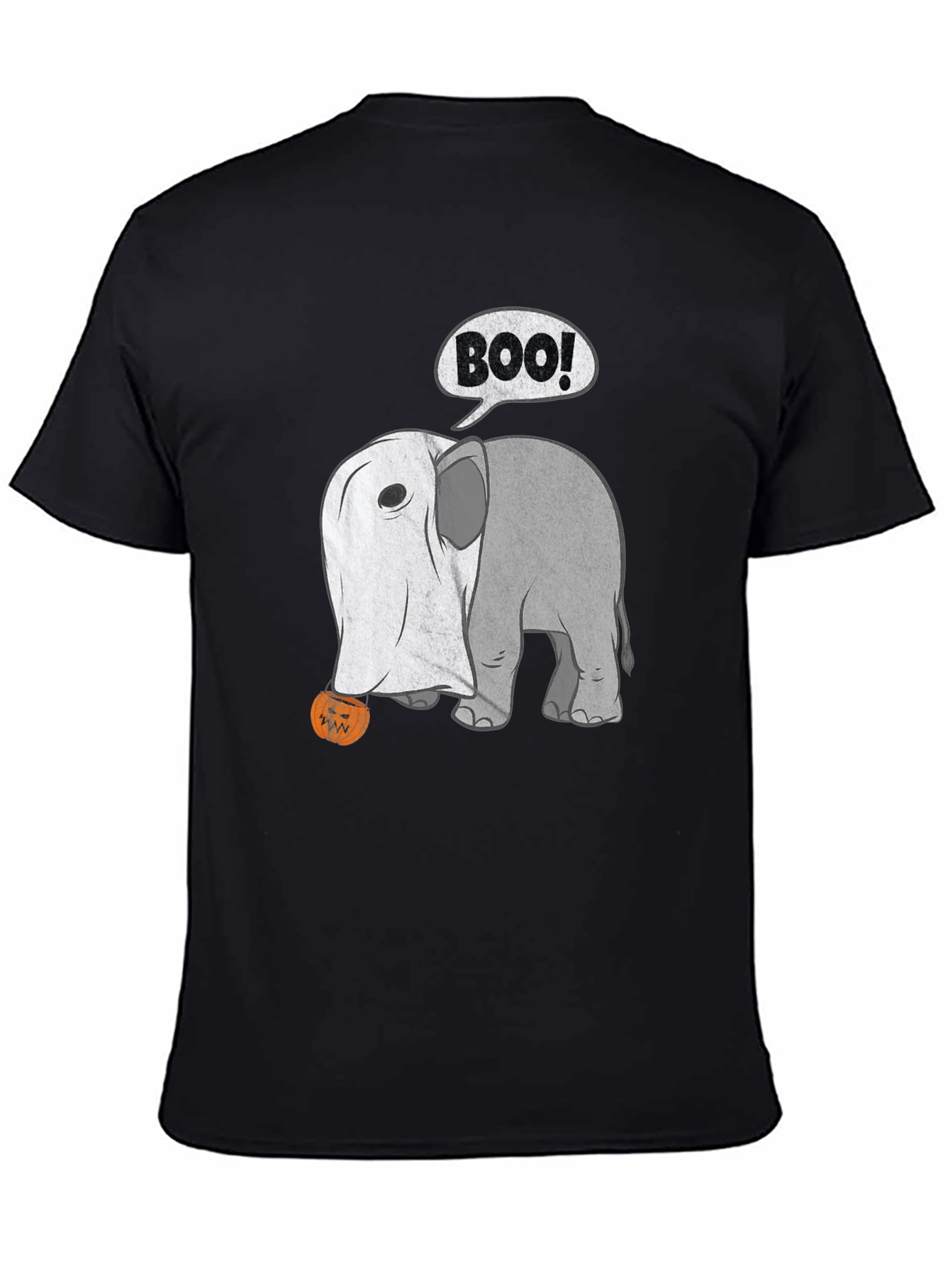 Black Halloween Elephant Boo! T-Shirt view 4