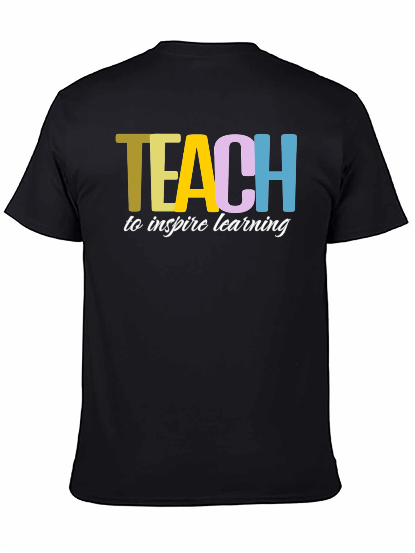 Black Teach to Inspire Learning Black Cotton T-Shirt view 4