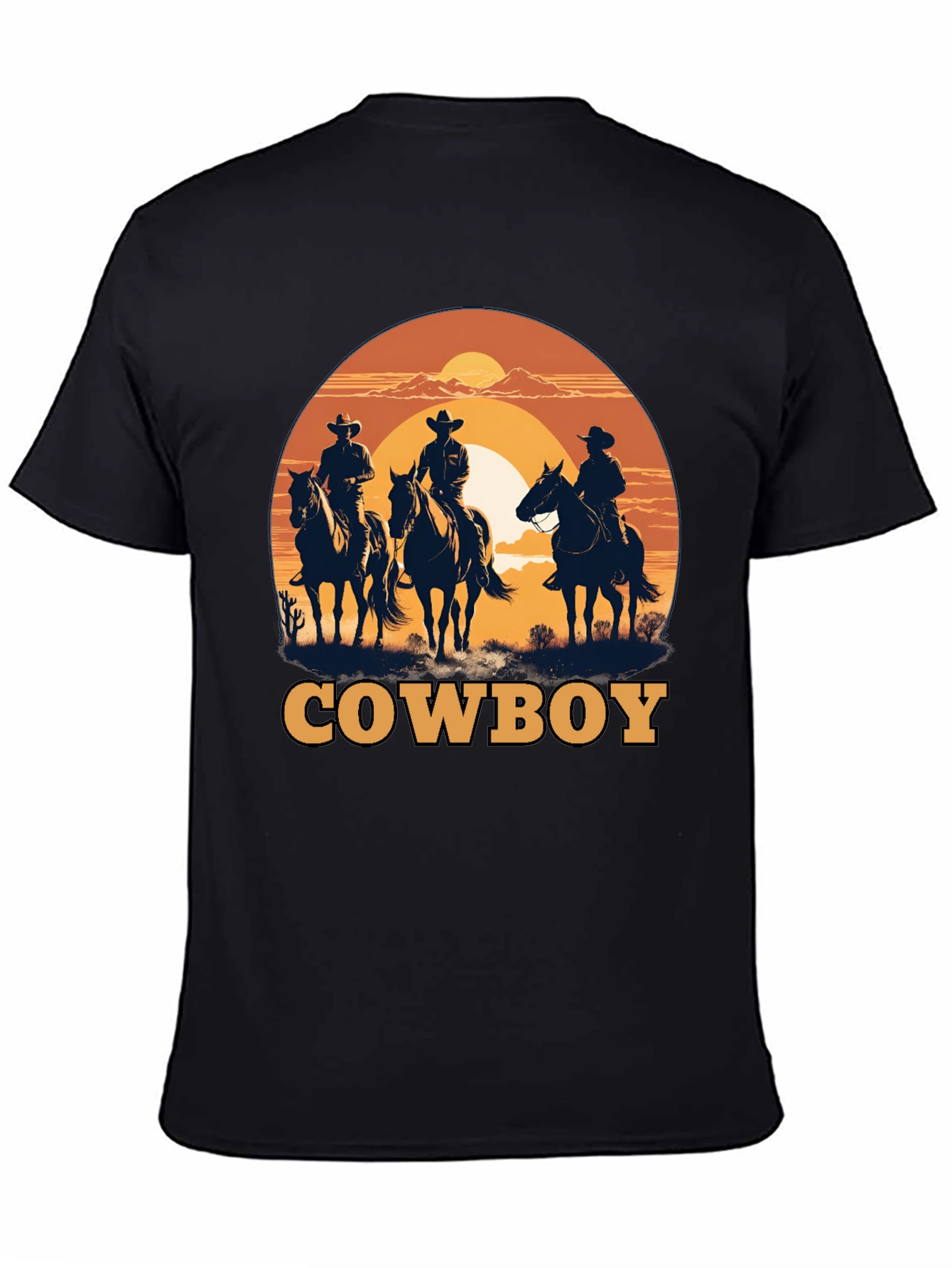Black Cowboy Silhouette Graphic T-Shirt view 4