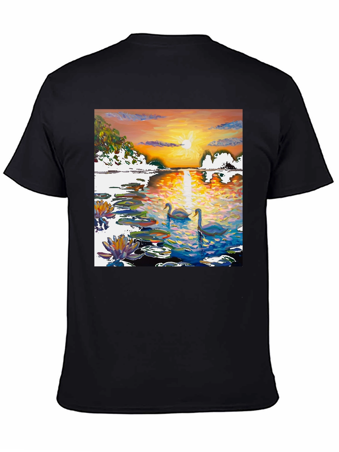Black Swan Sunset Art T-Shirt view 4