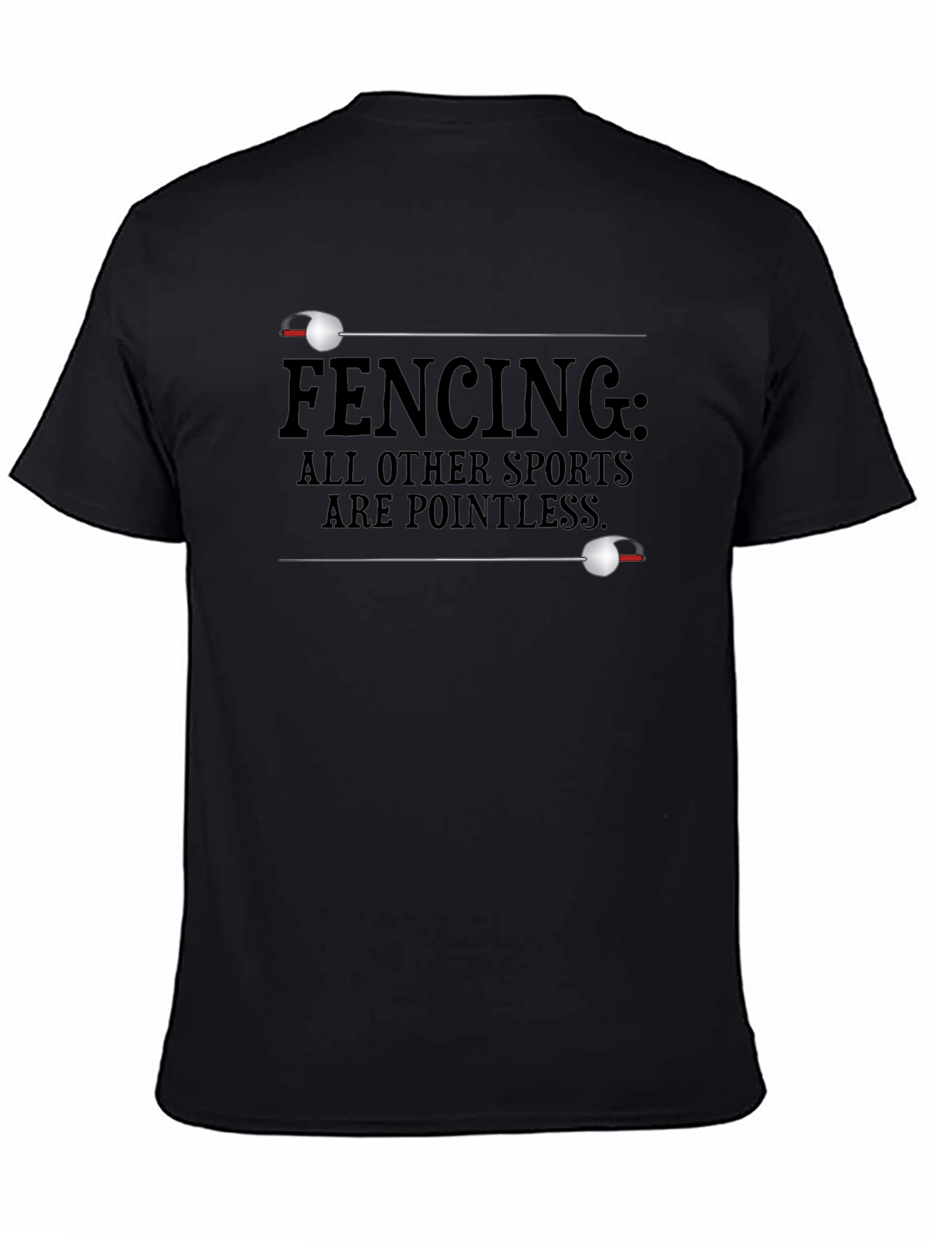 Black Fencing Pointless Sports Graphic T-Shirt view 4
