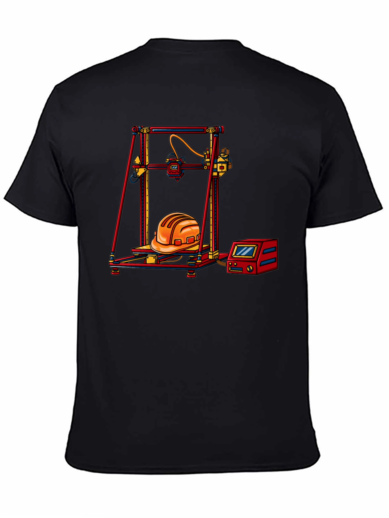 Black 3D Printing Hard Hat Graphic Tee view 4