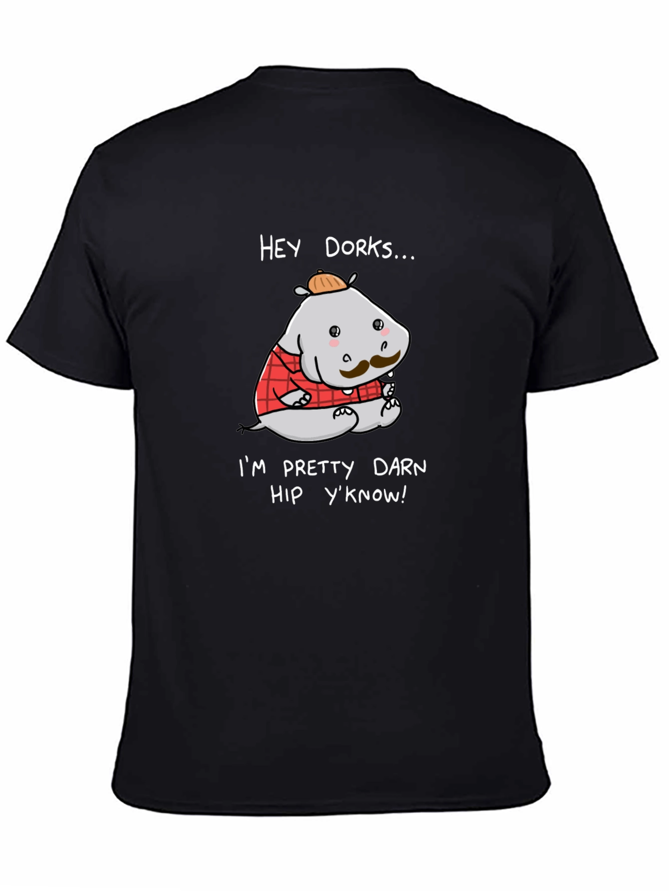 Black Hey Dorks Hip Hippo Graphic T-Shirt view 4