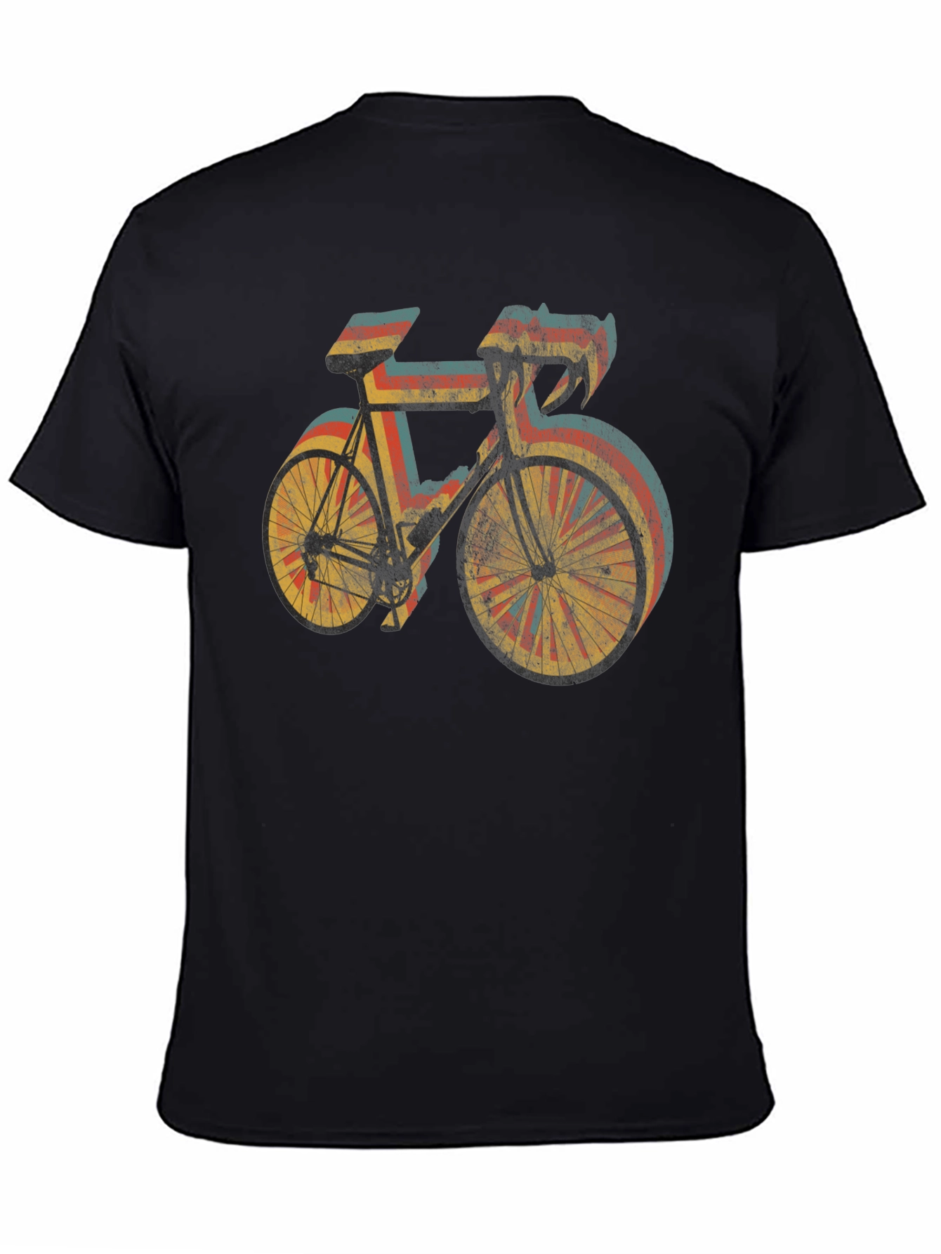 Black Retro Style Cycling T-Shirt - Black view 4