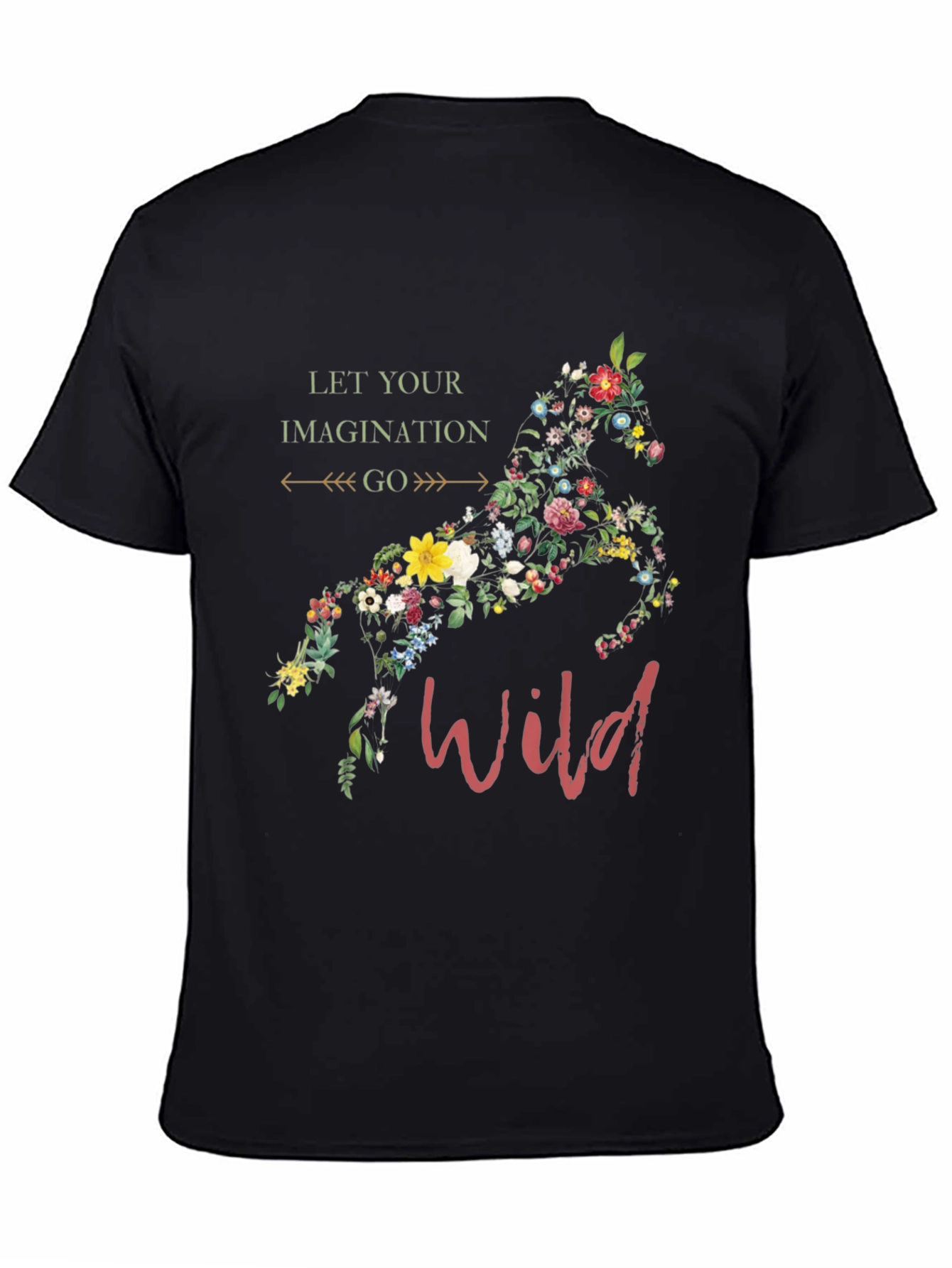 Black Floral Horse Graphic Tee - Let Your Imagination Go Wild! view 4
