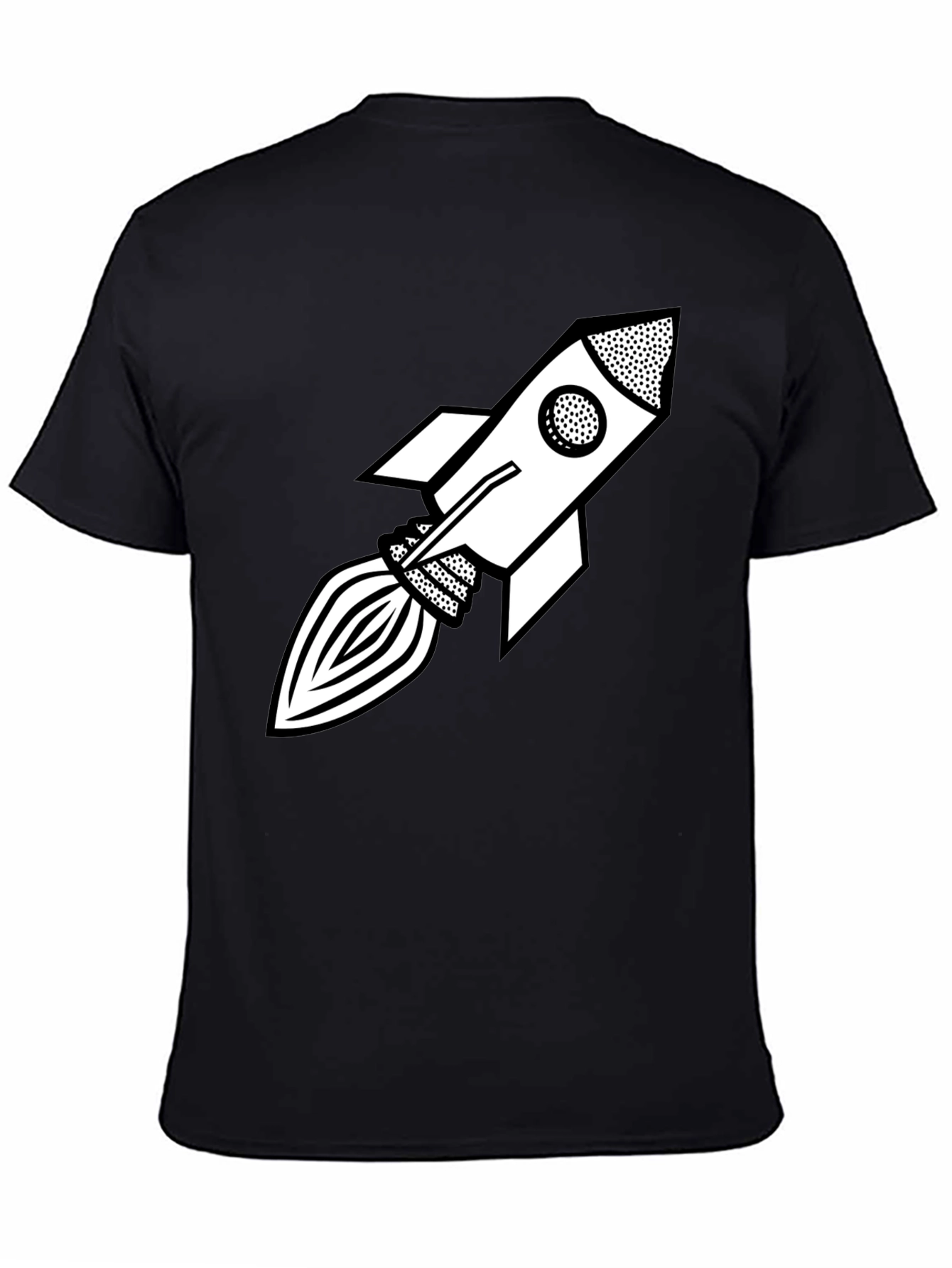 Black Retro Rocket Graphic Tee - Black view 4