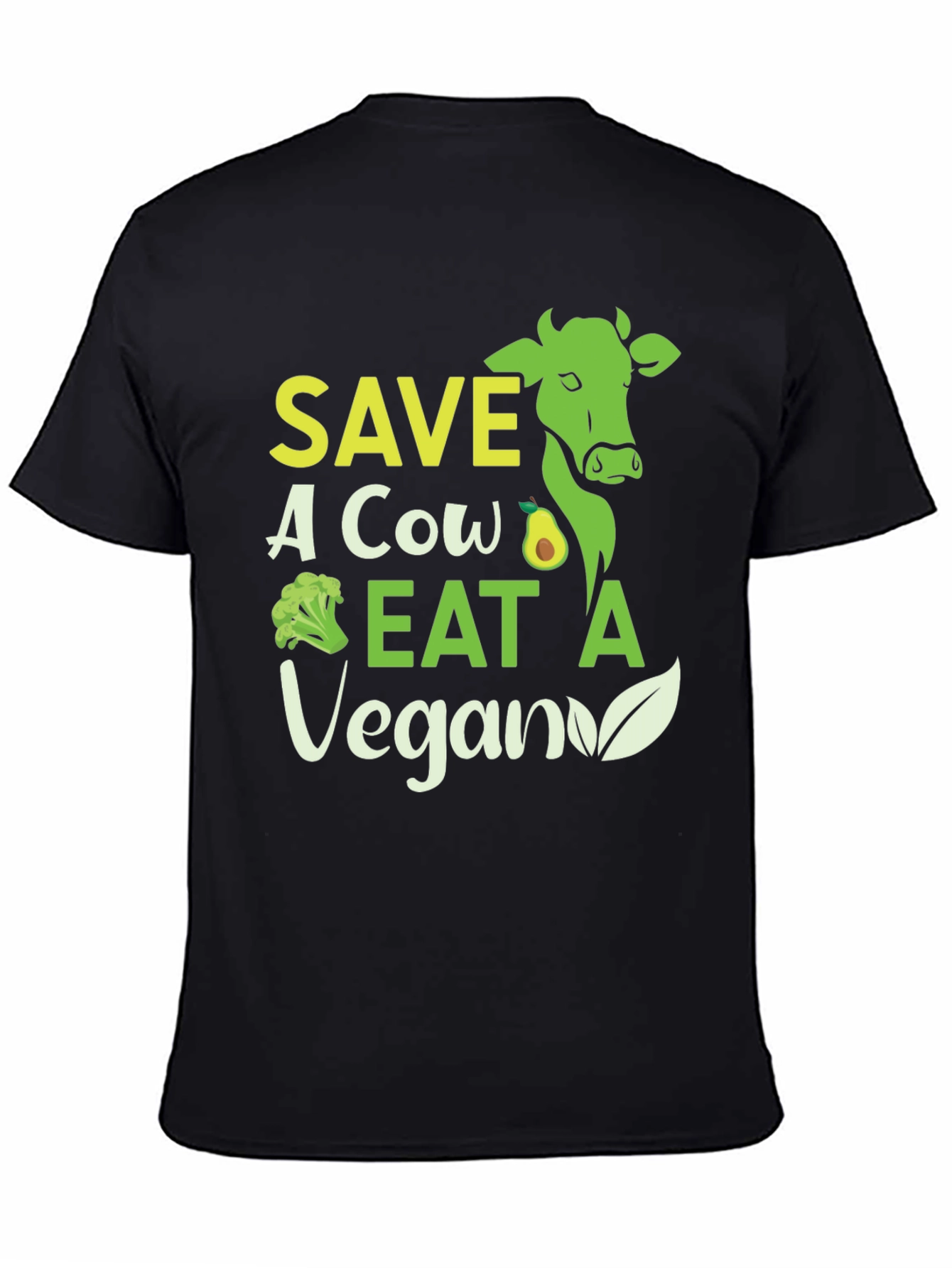 Black Save A Cow Eat A Vegan Graphic T-Shirt view 4