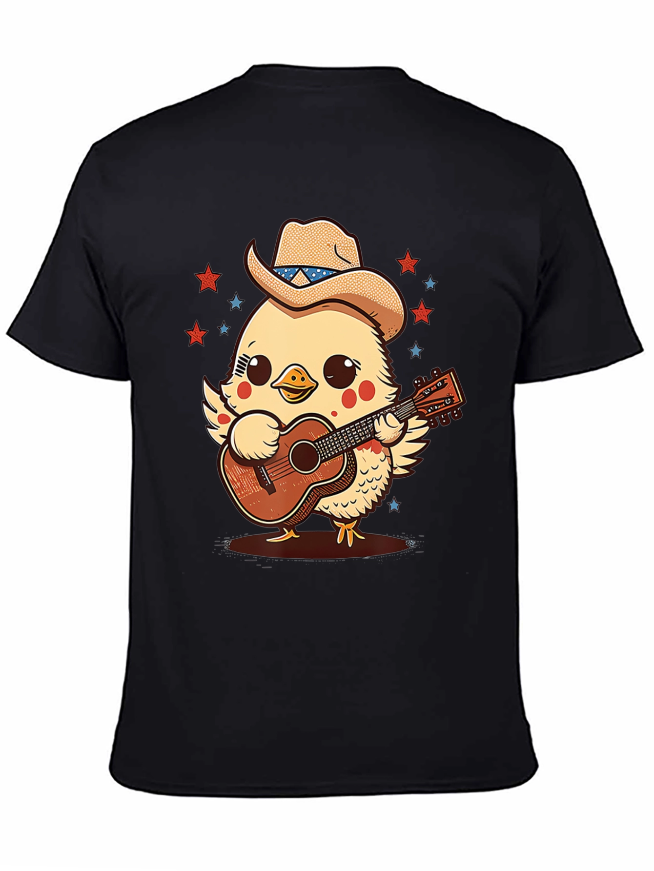 Black Cute Cowboy Chick Guitar T-Shirt view 4