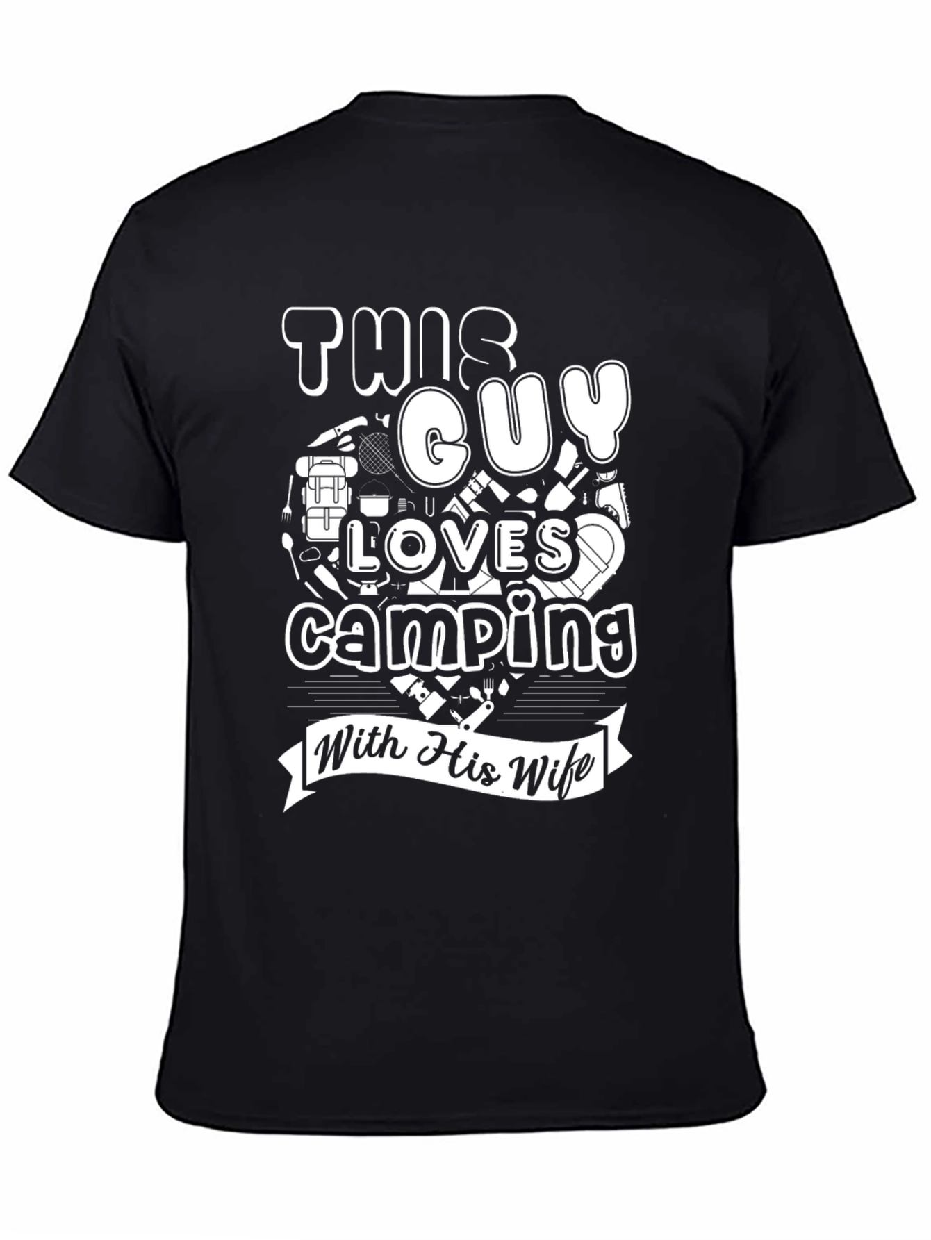 Black Camping Lover T-Shirt - Gift for Husband! view 4