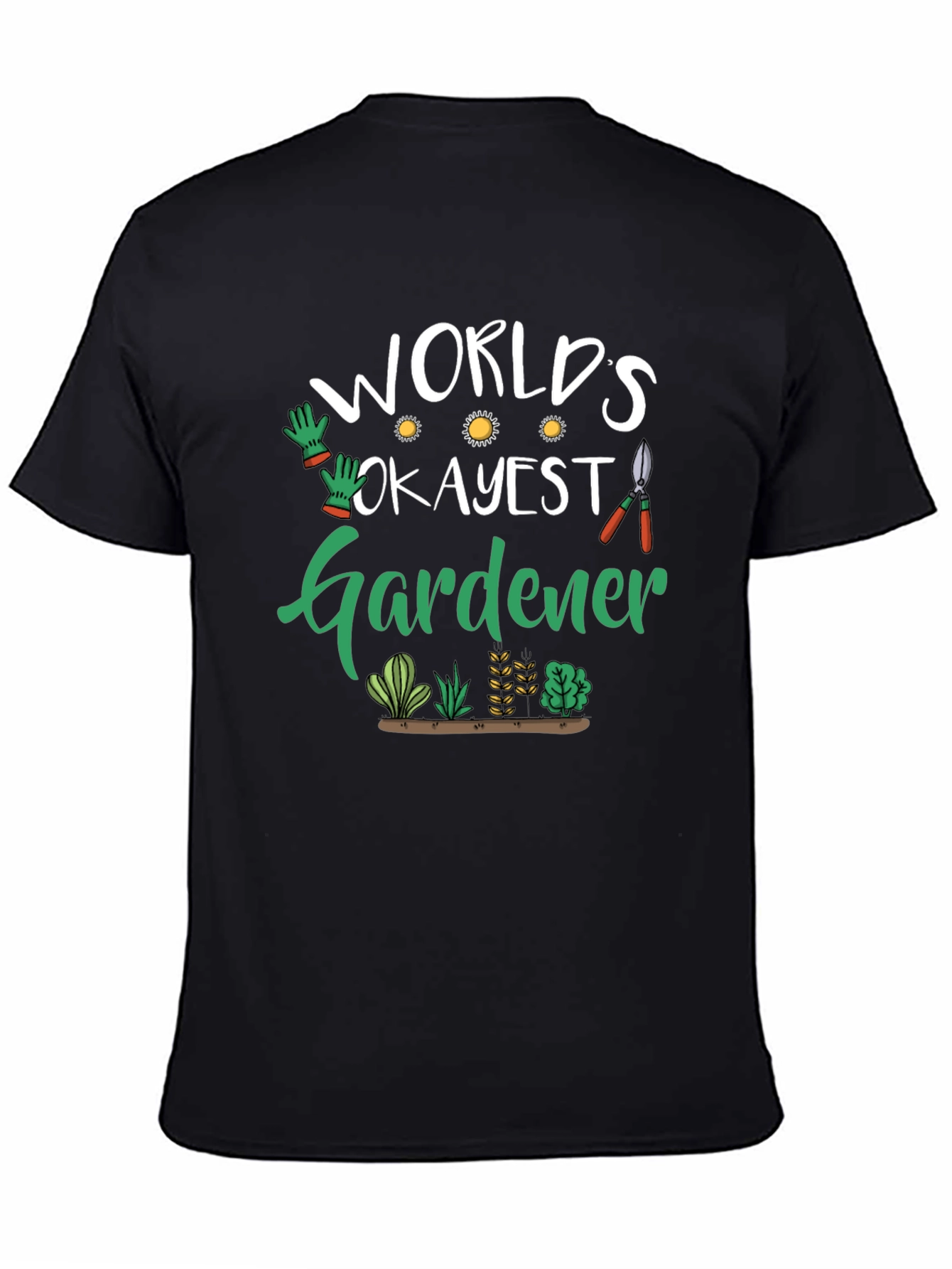 Black World's Okayest Gardener T-Shirt - Black Cotton view 4