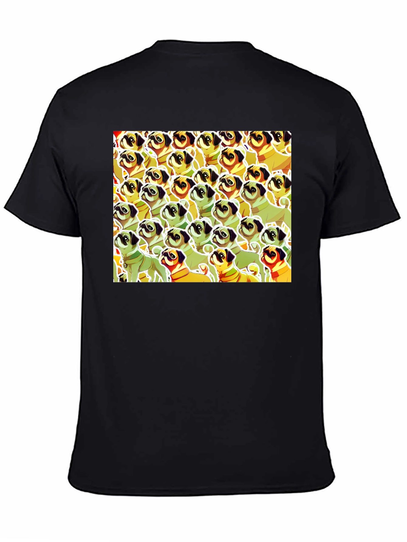 Black Pug Pattern Graphic T-Shirt - Unique Dog Lover Tee view 4