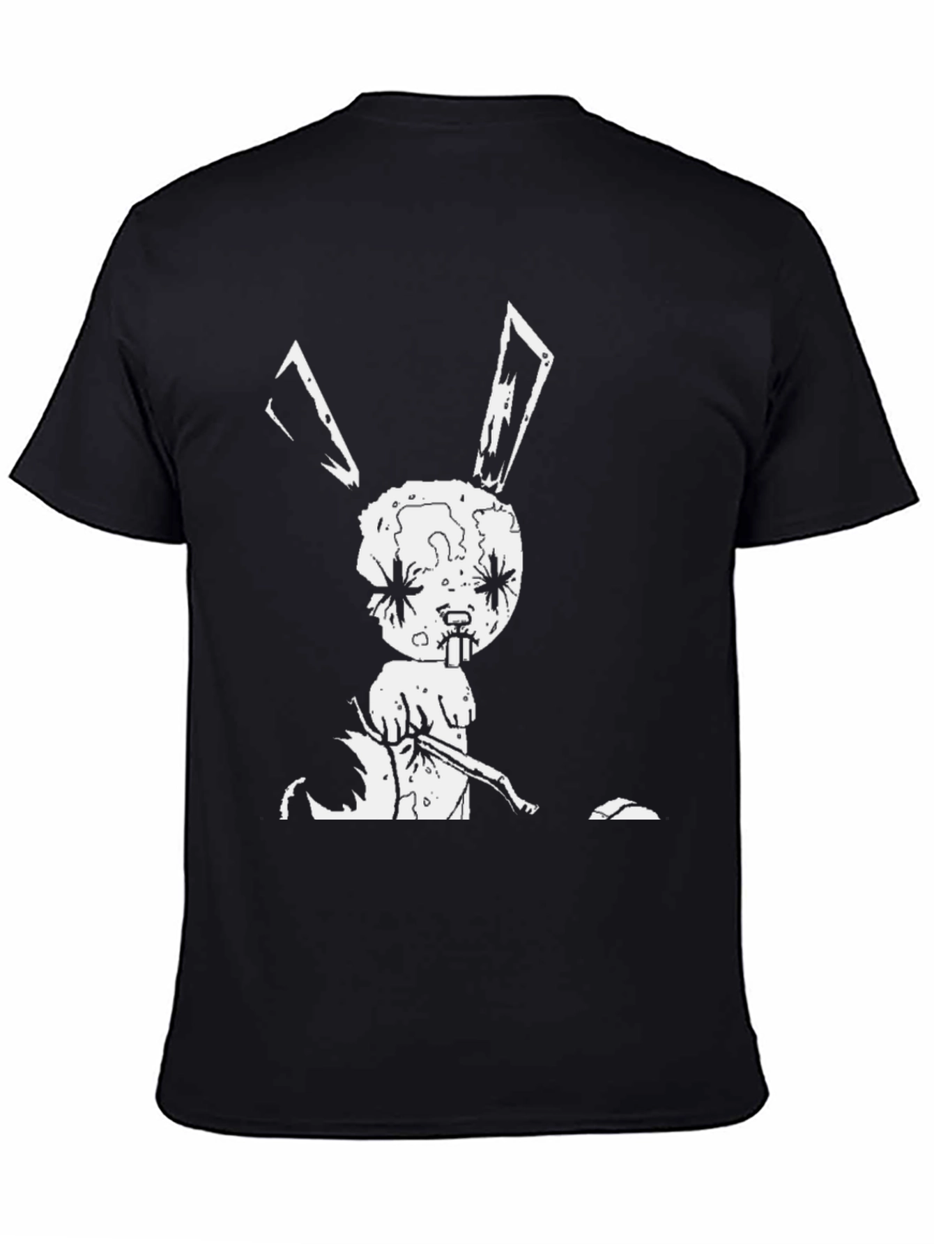 Black Creepy Bunny Graphic Tee - Black view 4