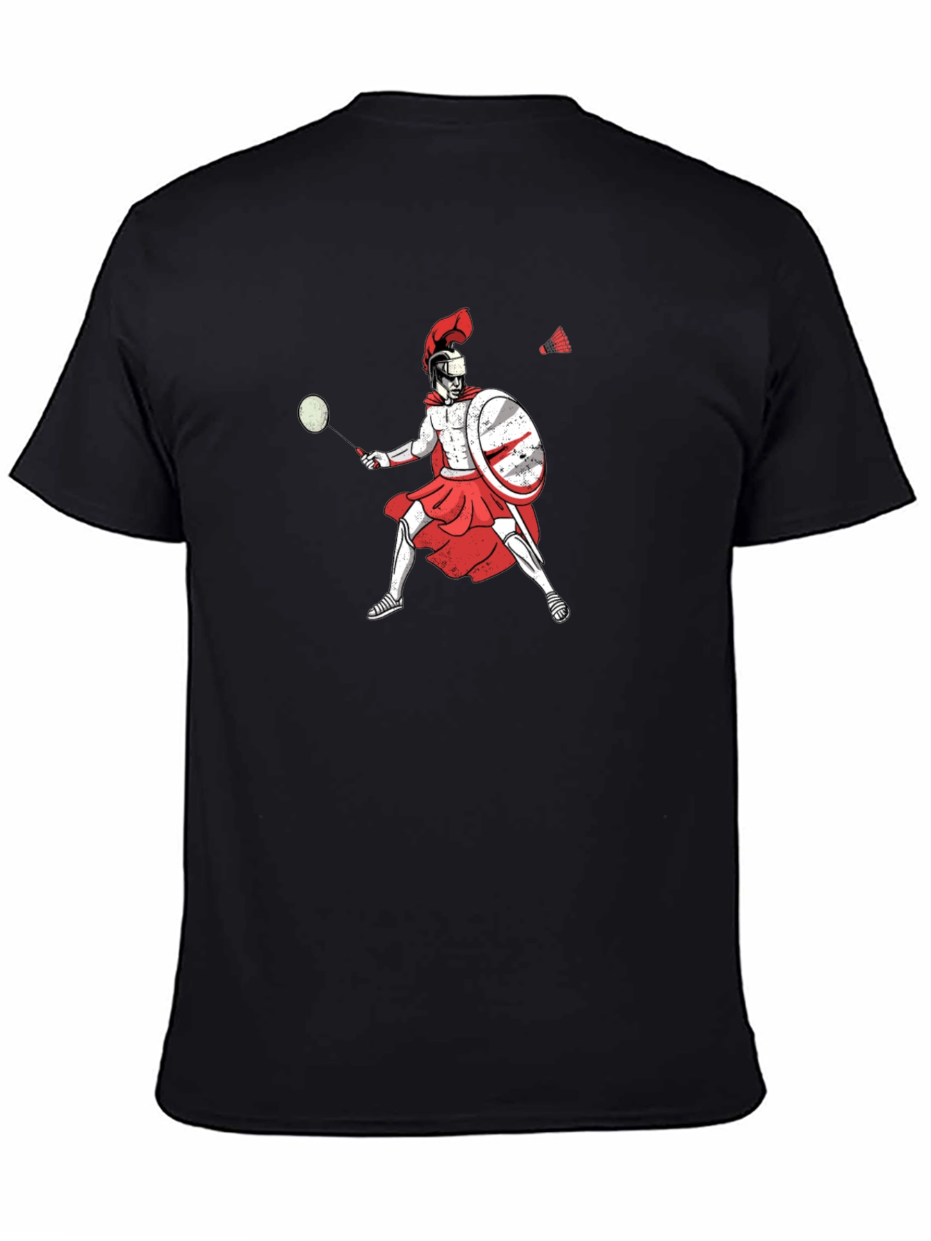 Black Spartan Badminton Player Graphic Tee view 4