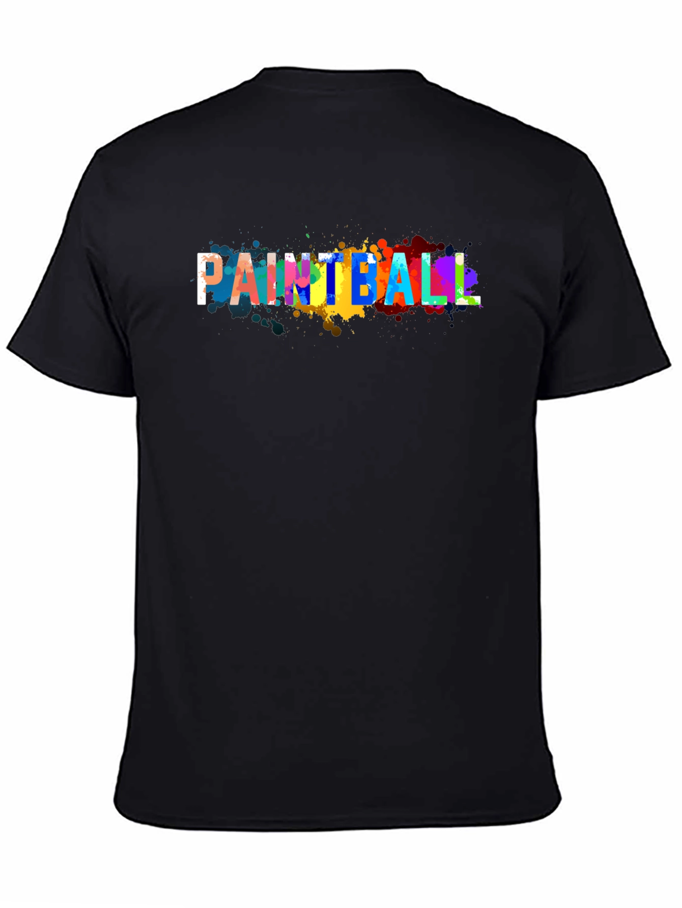 Black Paintball Splatter T-Shirt - Colorful Graphic Tee view 4