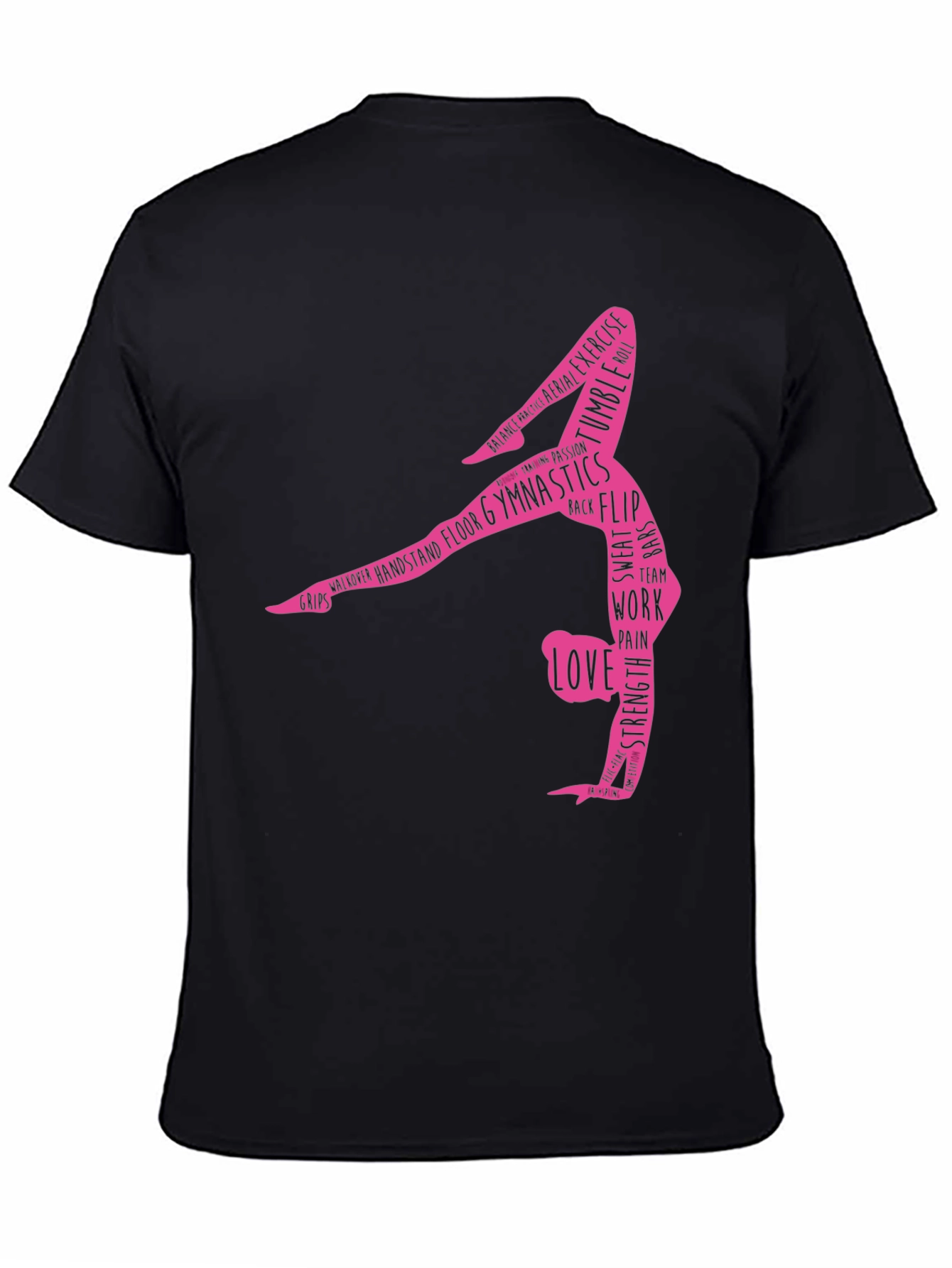 Black Gymnastics Word Art T-Shirt - Black view 4