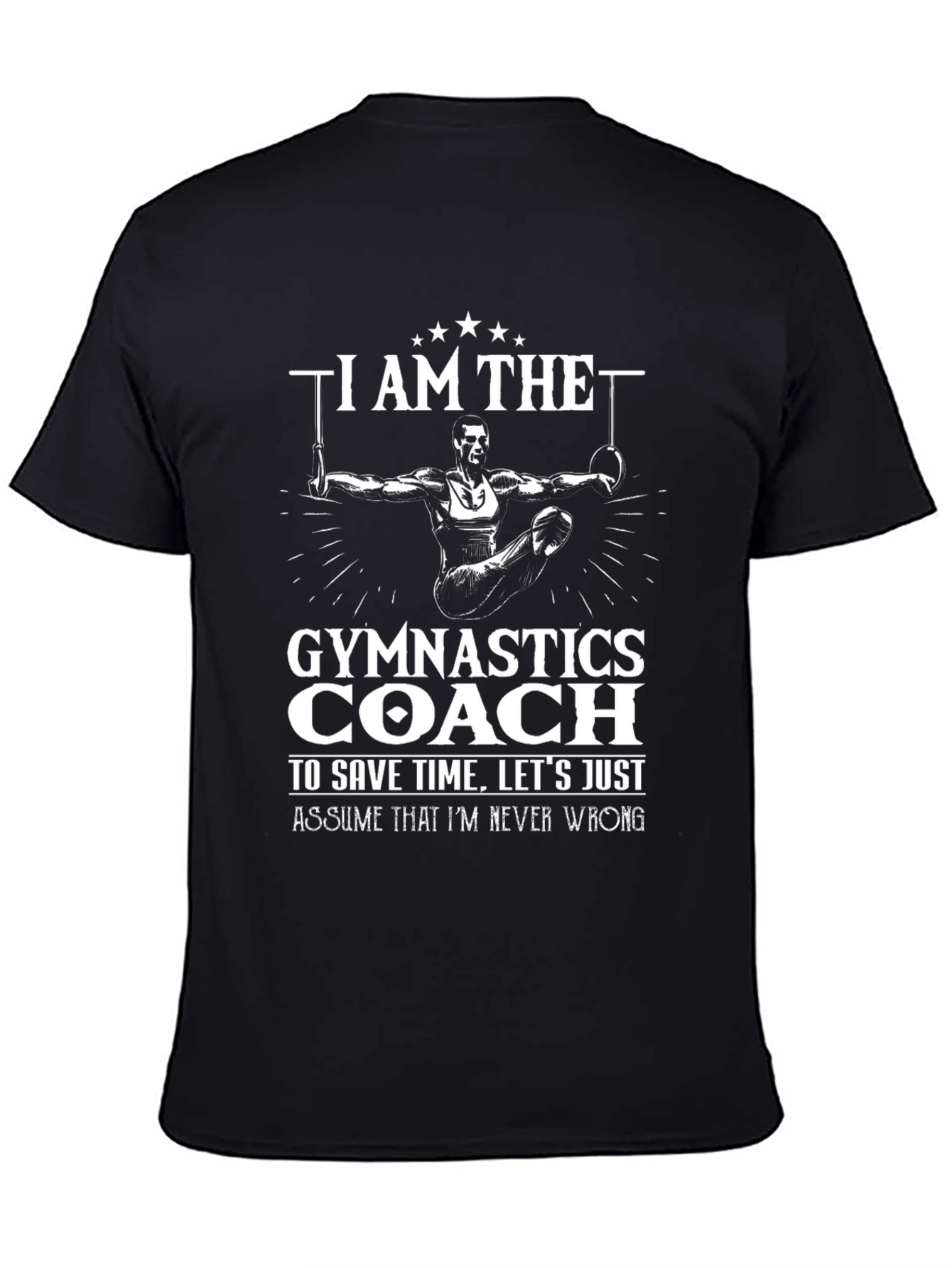 Black Gymnastics Coach T-Shirt view 4