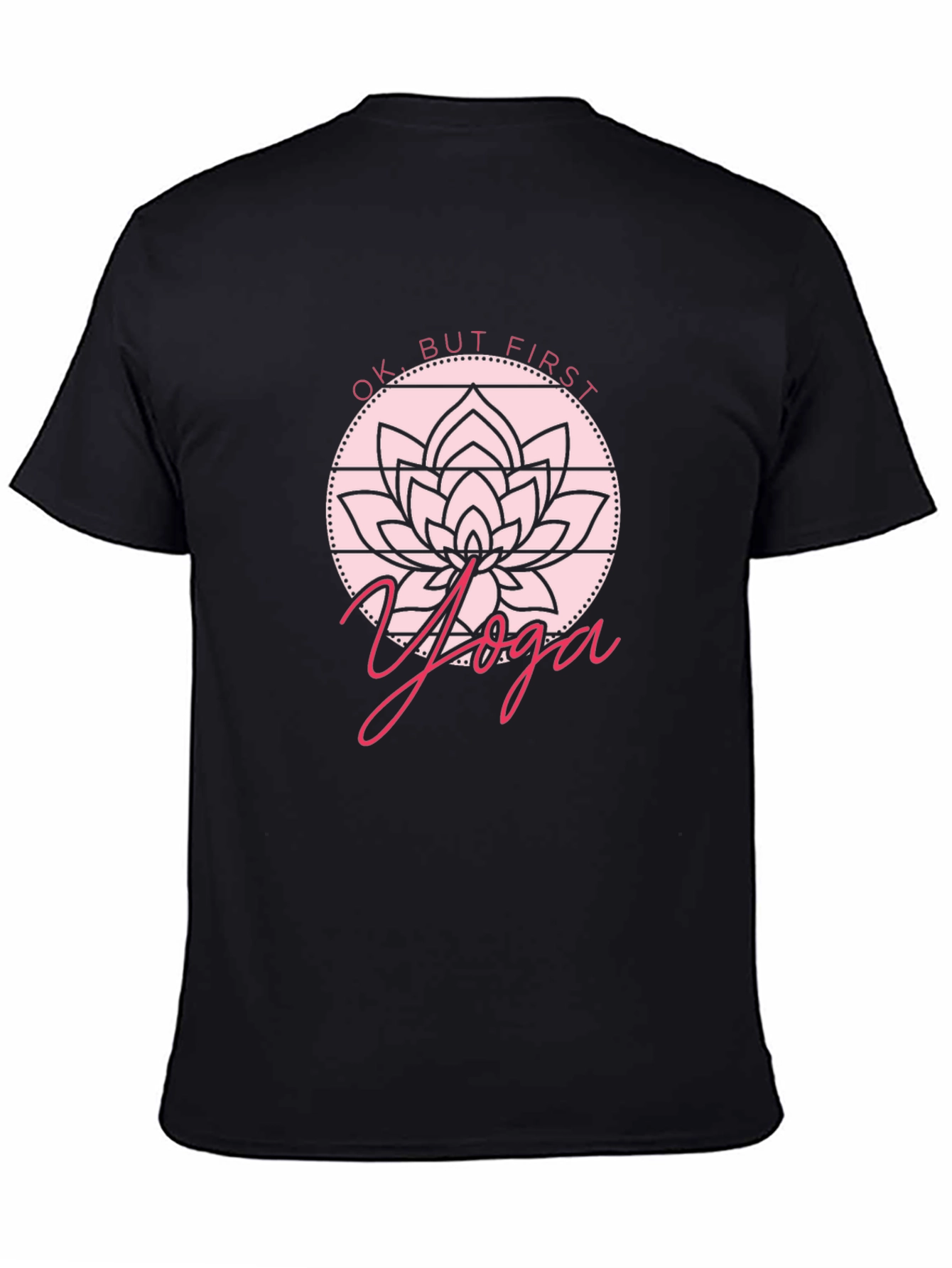 Black Yoga Lotus Graphic Tee - Men's Black T-Shirt view 4
