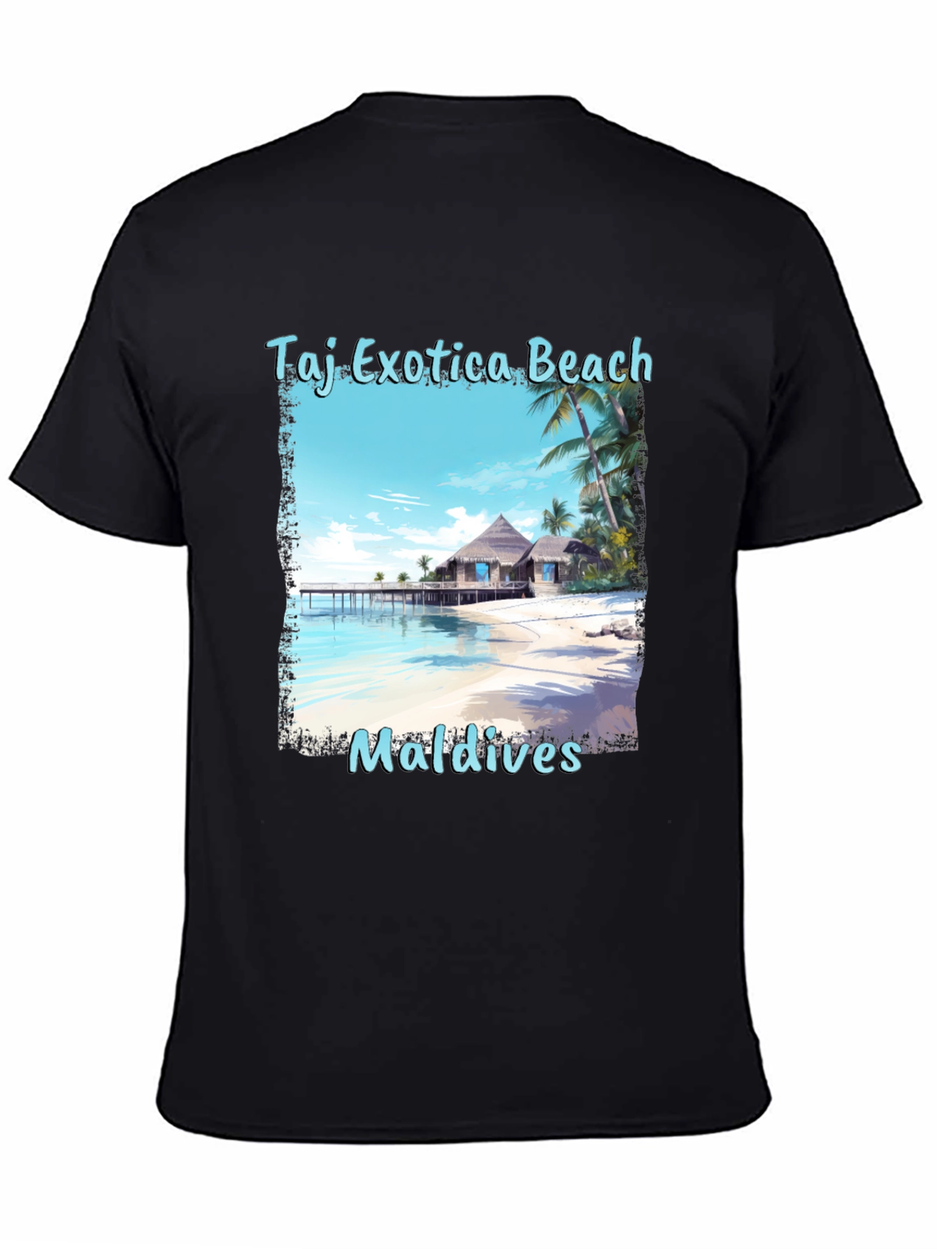 Black Taj Exotica Beach Maldives T-Shirt view 4