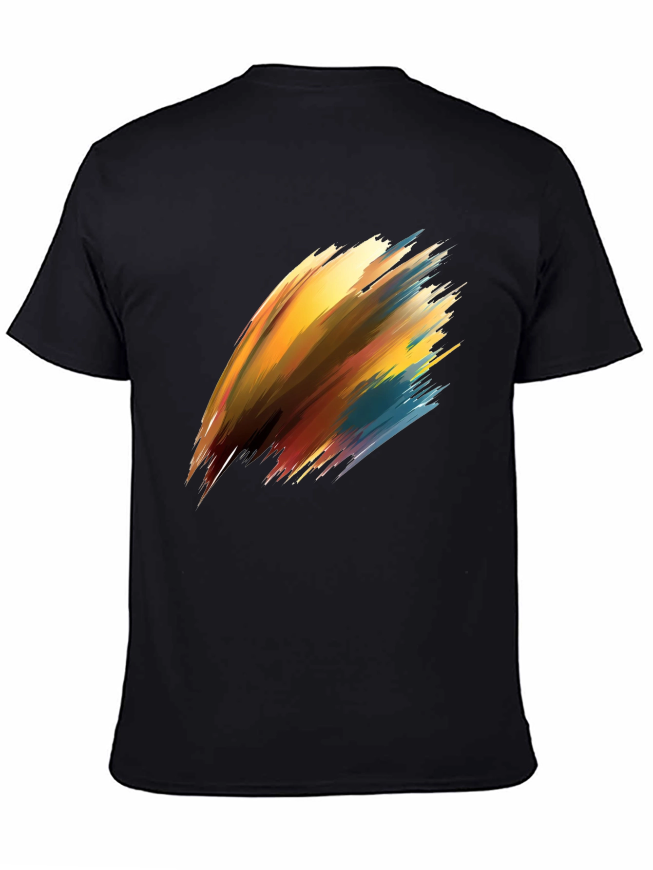 Abstract Brush Stroke Graphic Black T-Shirt - 4