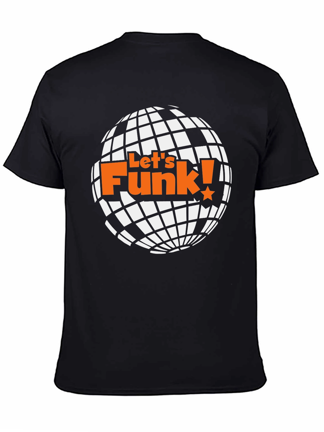 Black Let's Funk! Graphic T-Shirt - Retro Disco Ball Design view 4