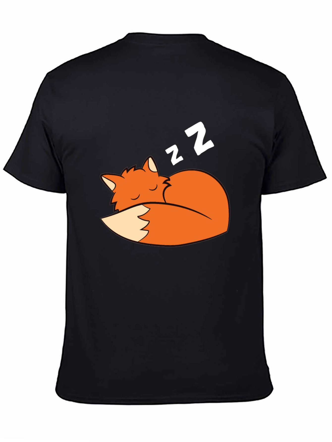 Black Sleeping Fox Graphic Tee - Soft Cotton Comfort view 4