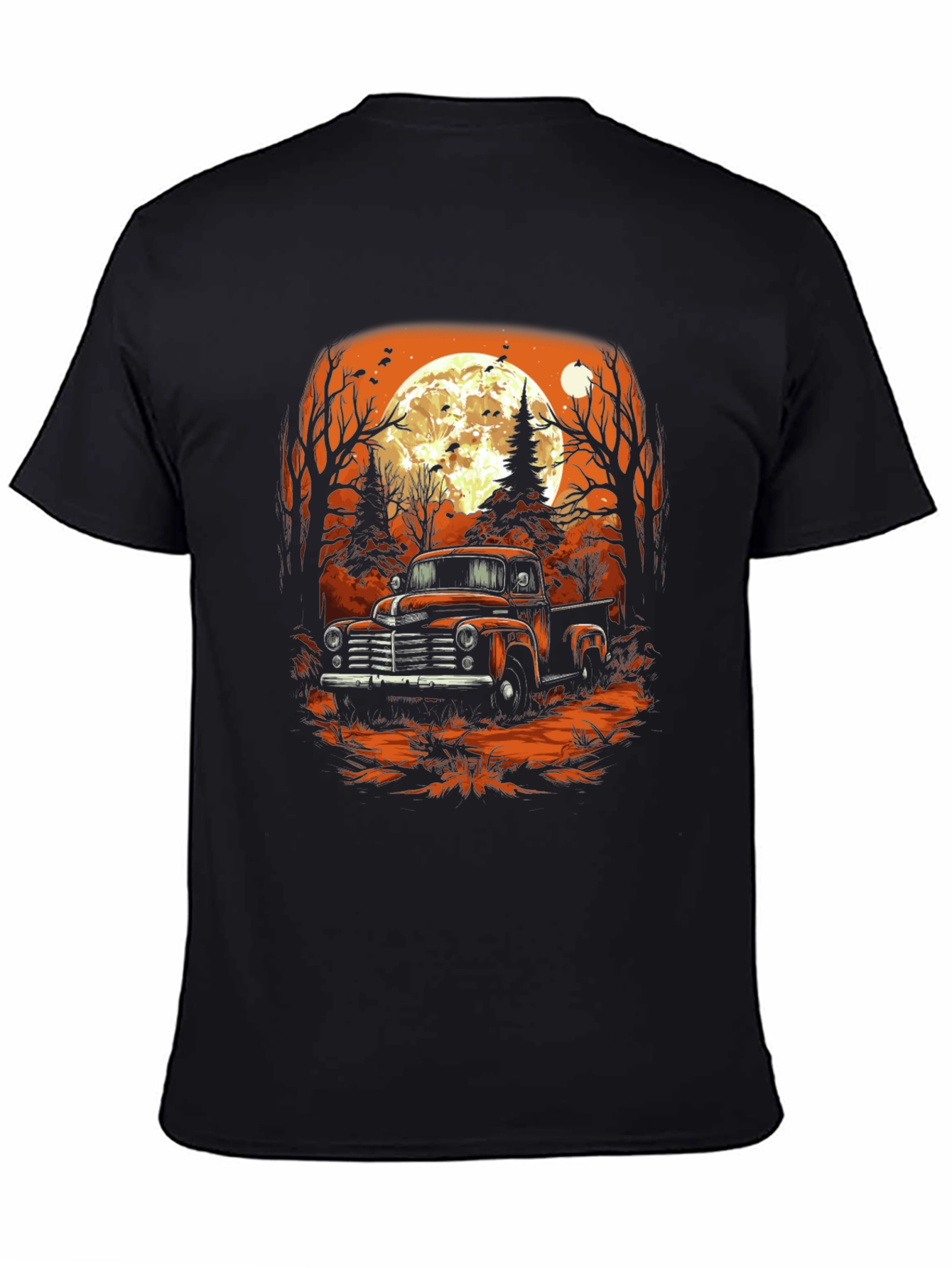 Black Vintage Truck Halloween T-Shirt view 4
