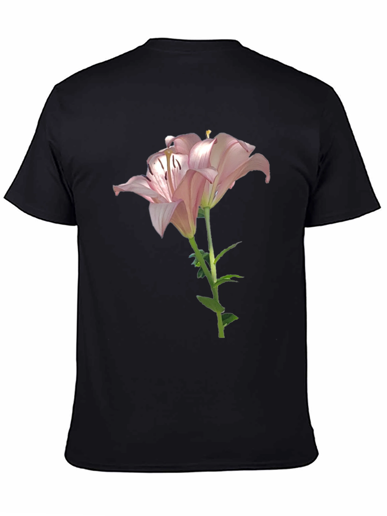 Black Floral Lily Graphic Tee - Soft Cotton Blend view 4