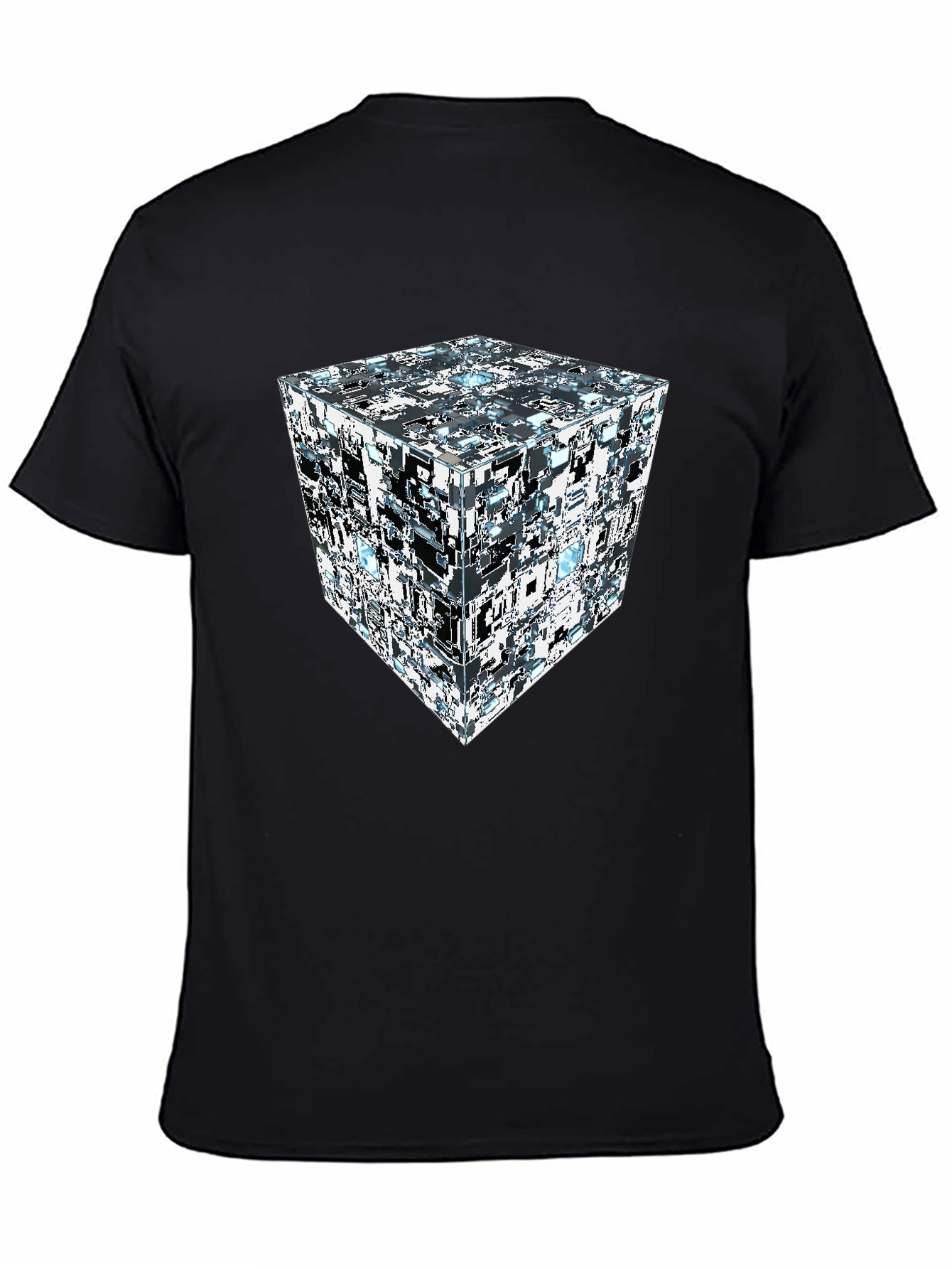 Black Abstract Cube Print Black T-Shirt view 4