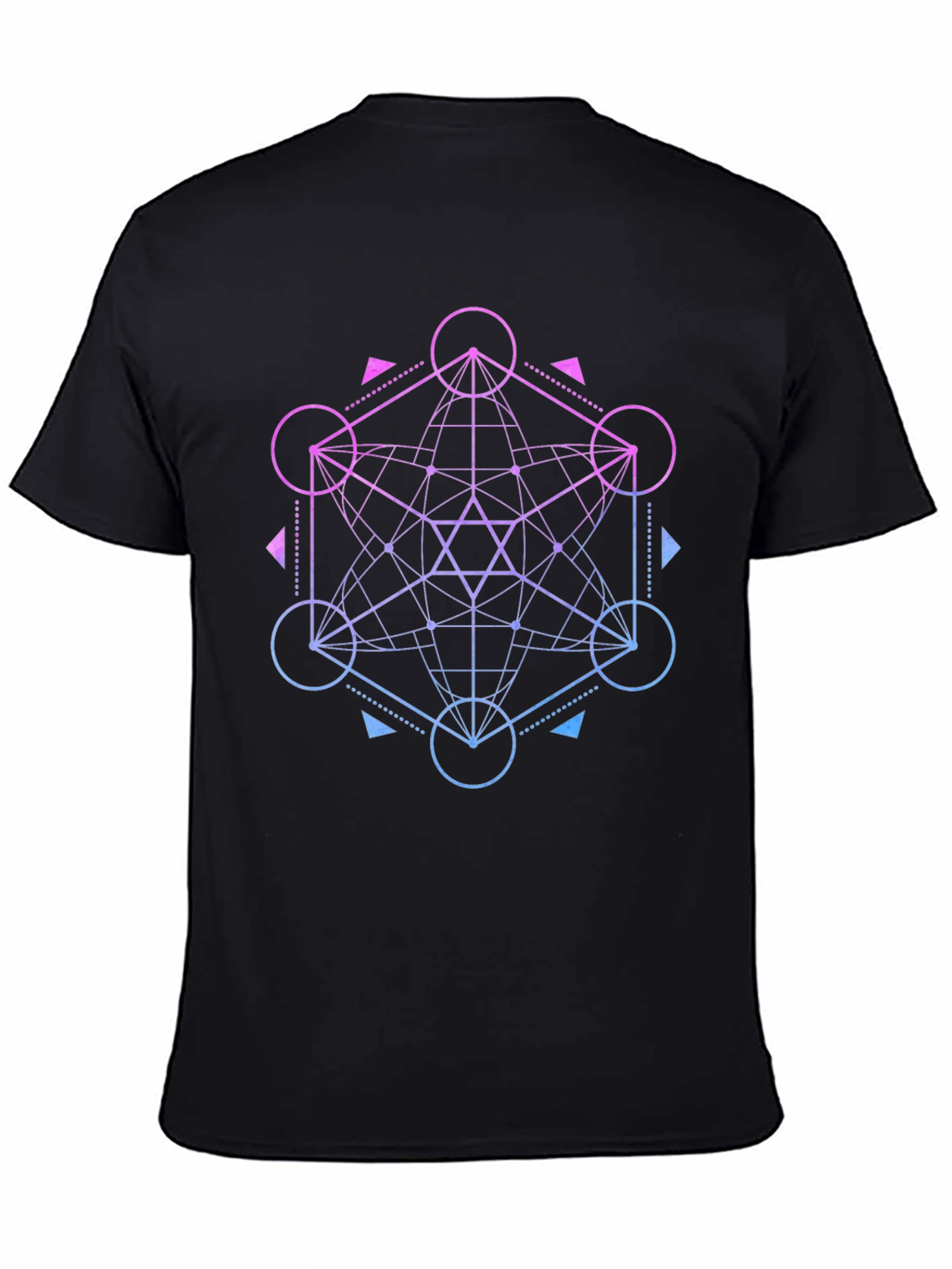 Black Geometric Metatron's Cube T-Shirt view 4