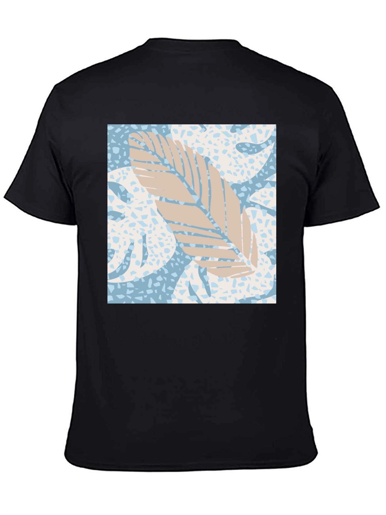 Tropical Leaf Print Black Tee - 4