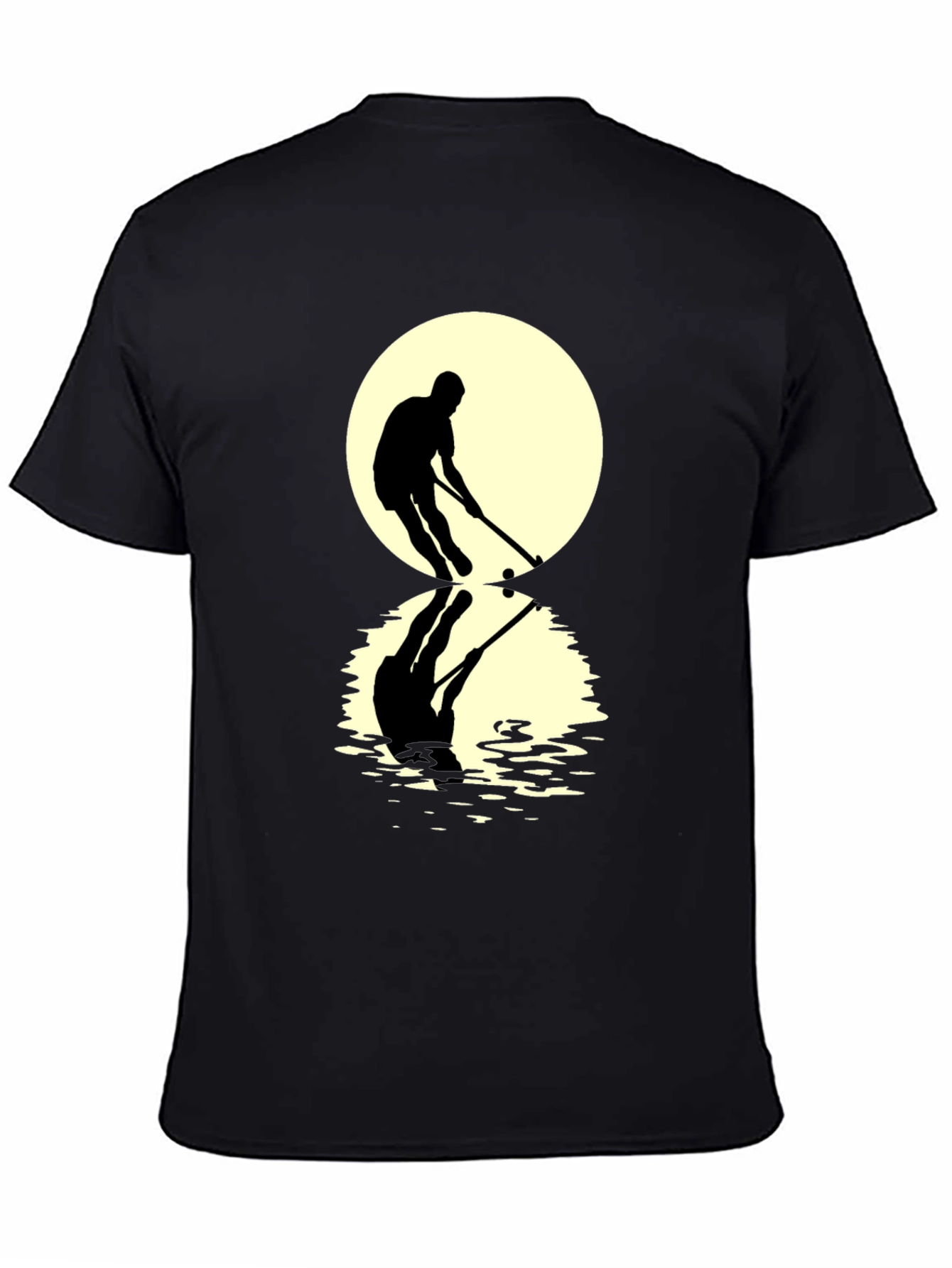 Black Hockey Player Reflection Graphic Tee - Black view 4