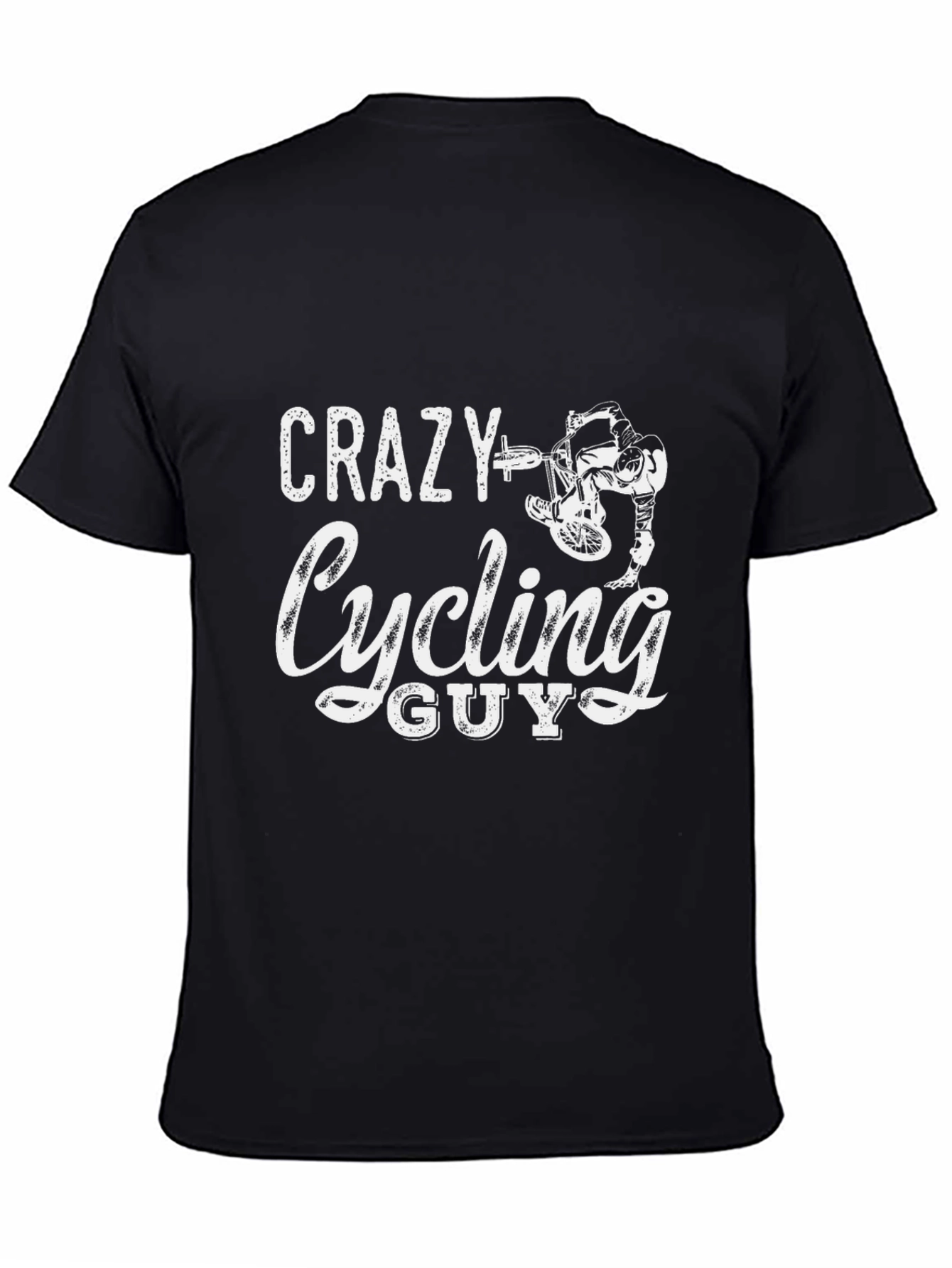 Black Crazy Cycling Guy Black T-Shirt view 4