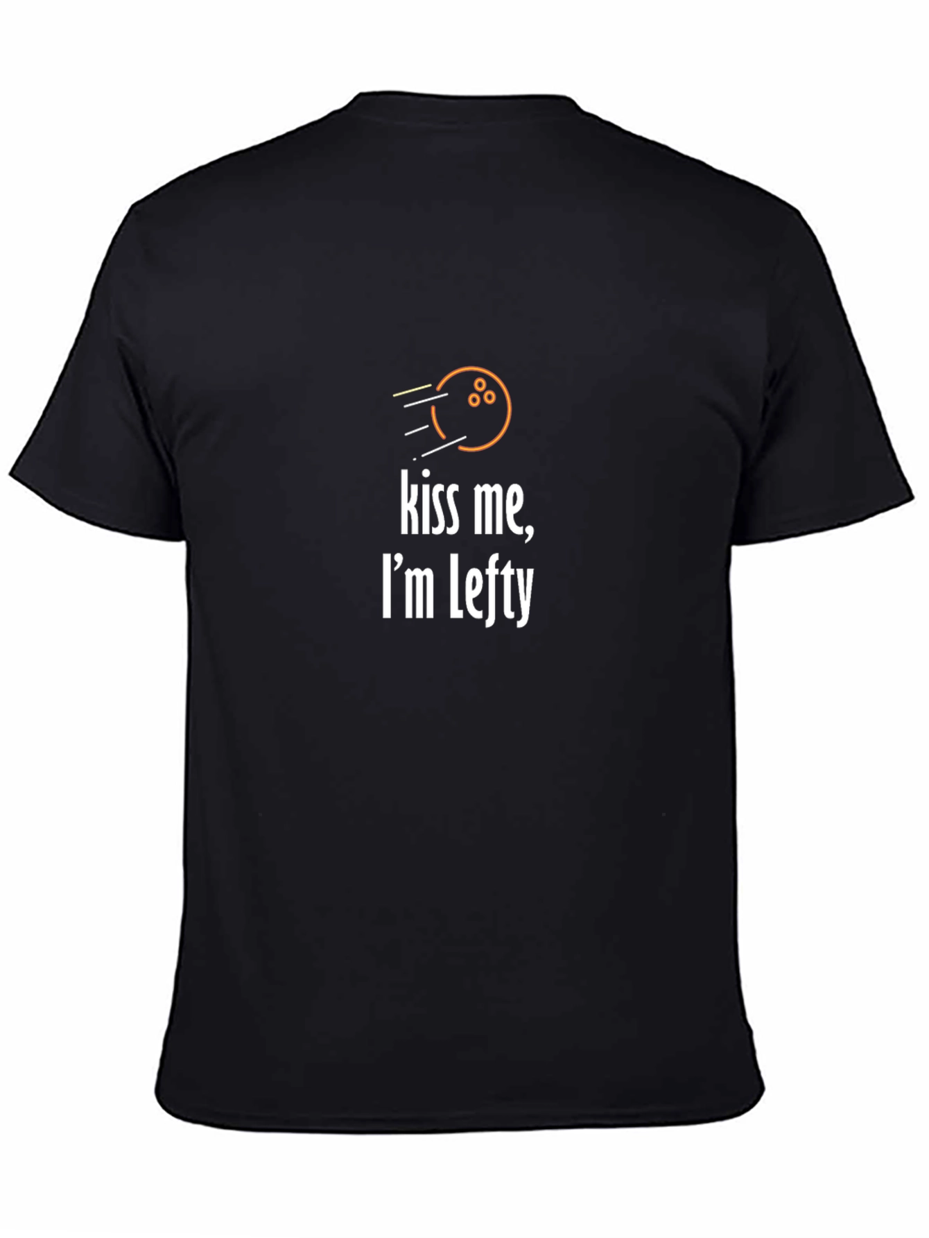 Black Kiss Me, I'm Lefty T-Shirt Bowling Ball Graphic Tee view 4