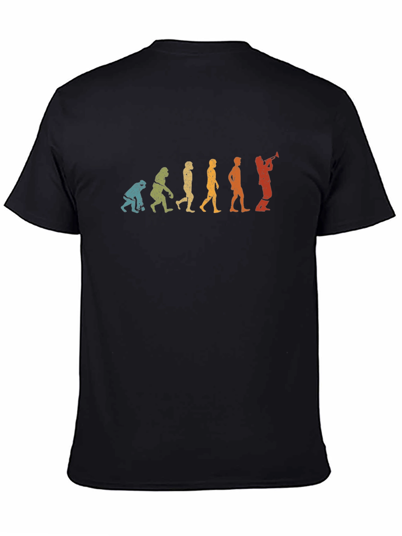 Black Evolution of Trumpet Player T-Shirt view 4
