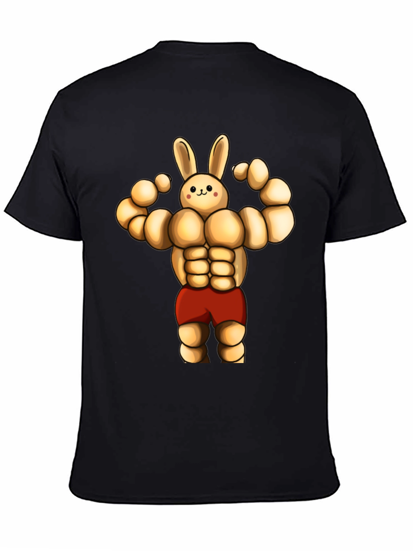 Black Funny Muscle Bunny T-Shirt view 4