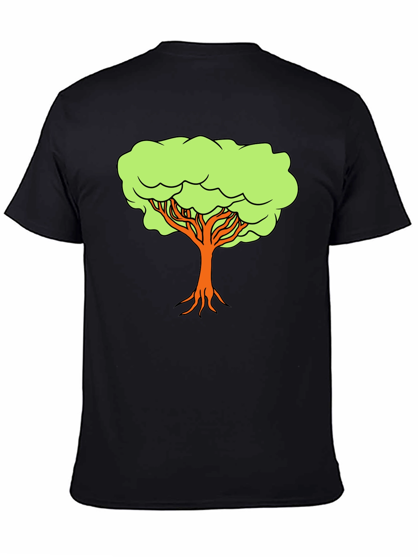 Black Cartoon Tree Graphic Tee - Black Casual Shirt view 4