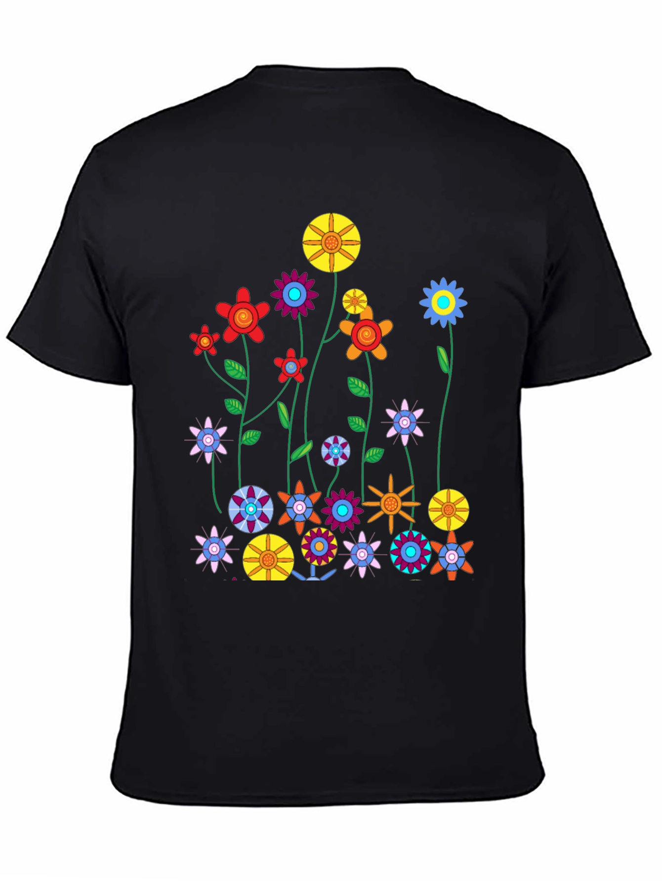 Black Floral Graphic Print Crew Neck T-Shirt view 4