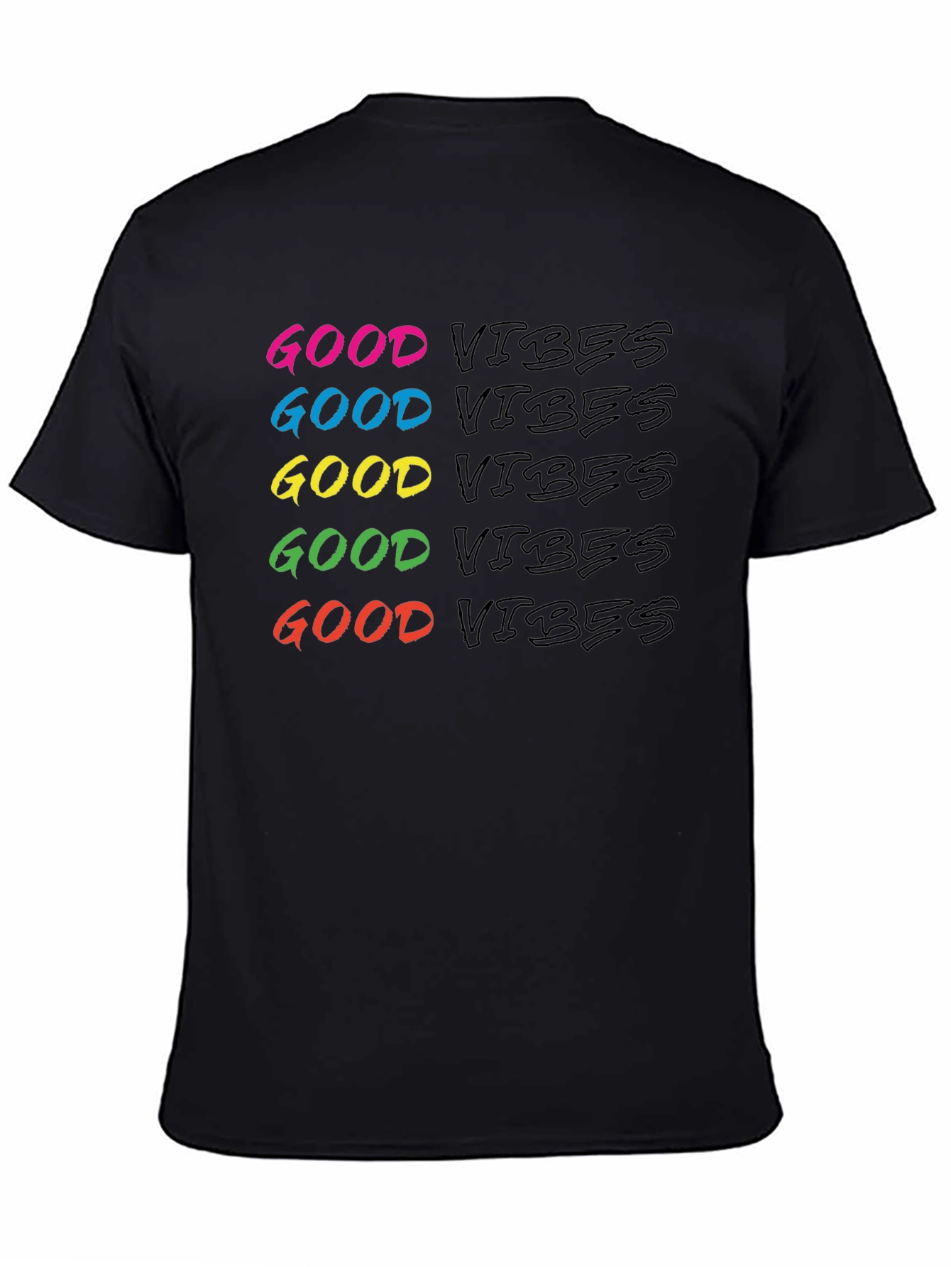 Black Good Vibes Graphic Tee - Men's Black Crew Neck view 4